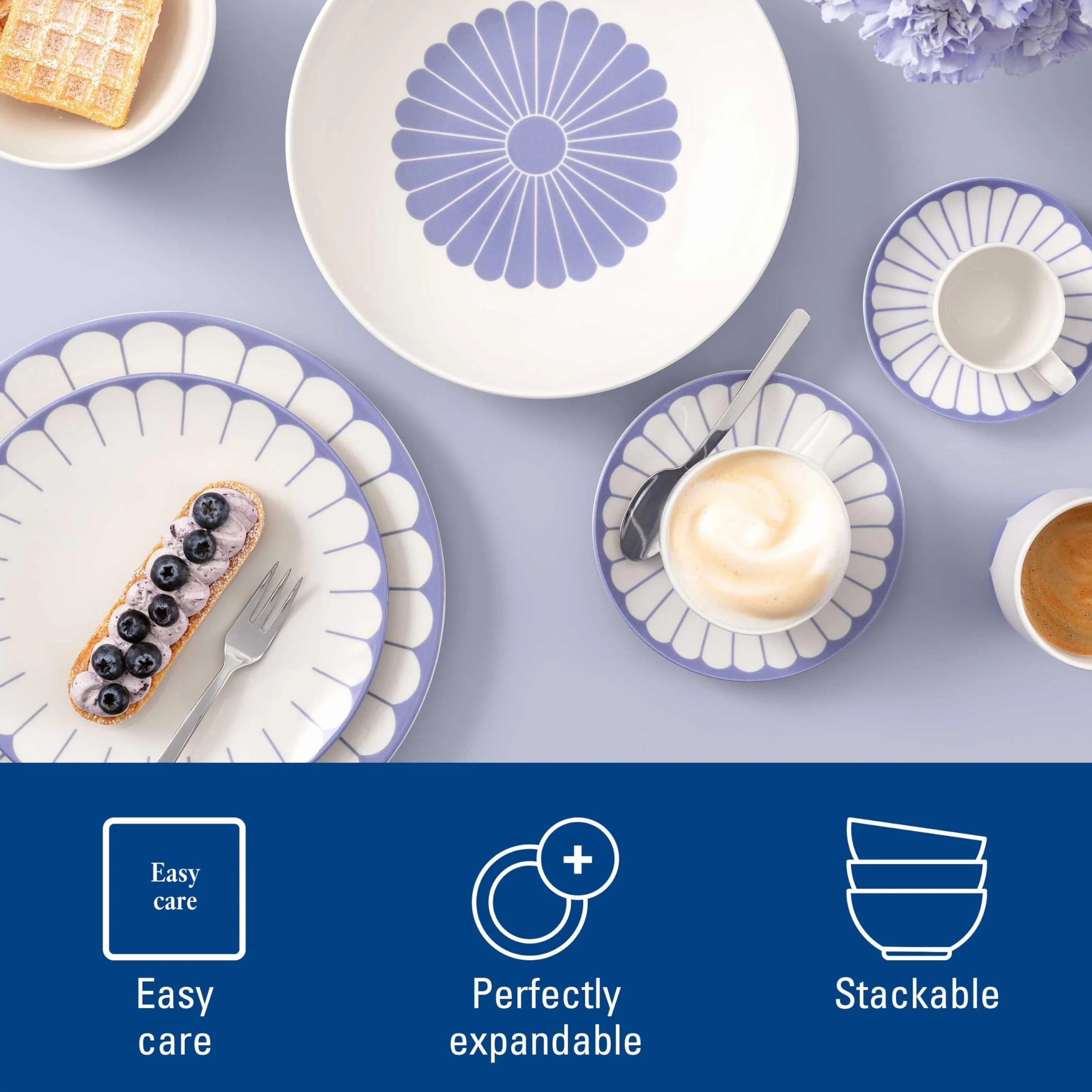 Villeroy & Boch Fleur bleu spodek do filiżanki espresso porcelana niebieski do zmywarki mikrofalówki