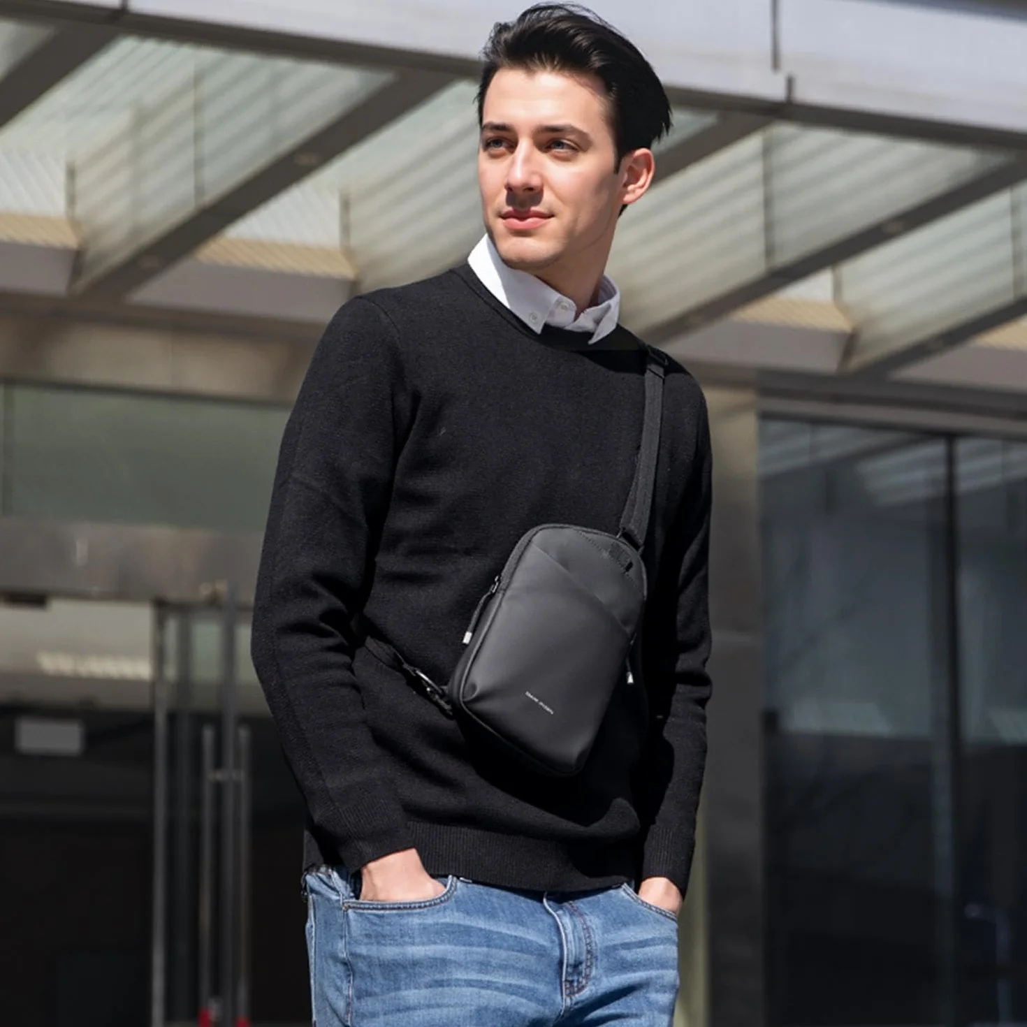 Mark Ryden plecak na ramię, torba crossbody na ramię, wodoodporny, czarny