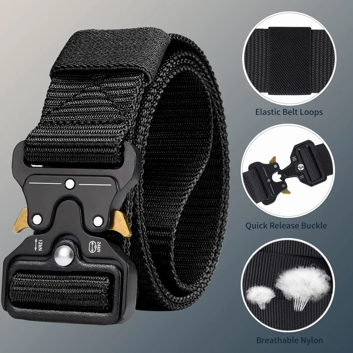 AivaToba Cobra Pasek taktyczny, unisex, nylon, w wojskowym/survivalowym stylu, metalowa klamra z mechanizmem szybkiego zapięcia, do aktywności na świeżym powietrzu, 125 cm