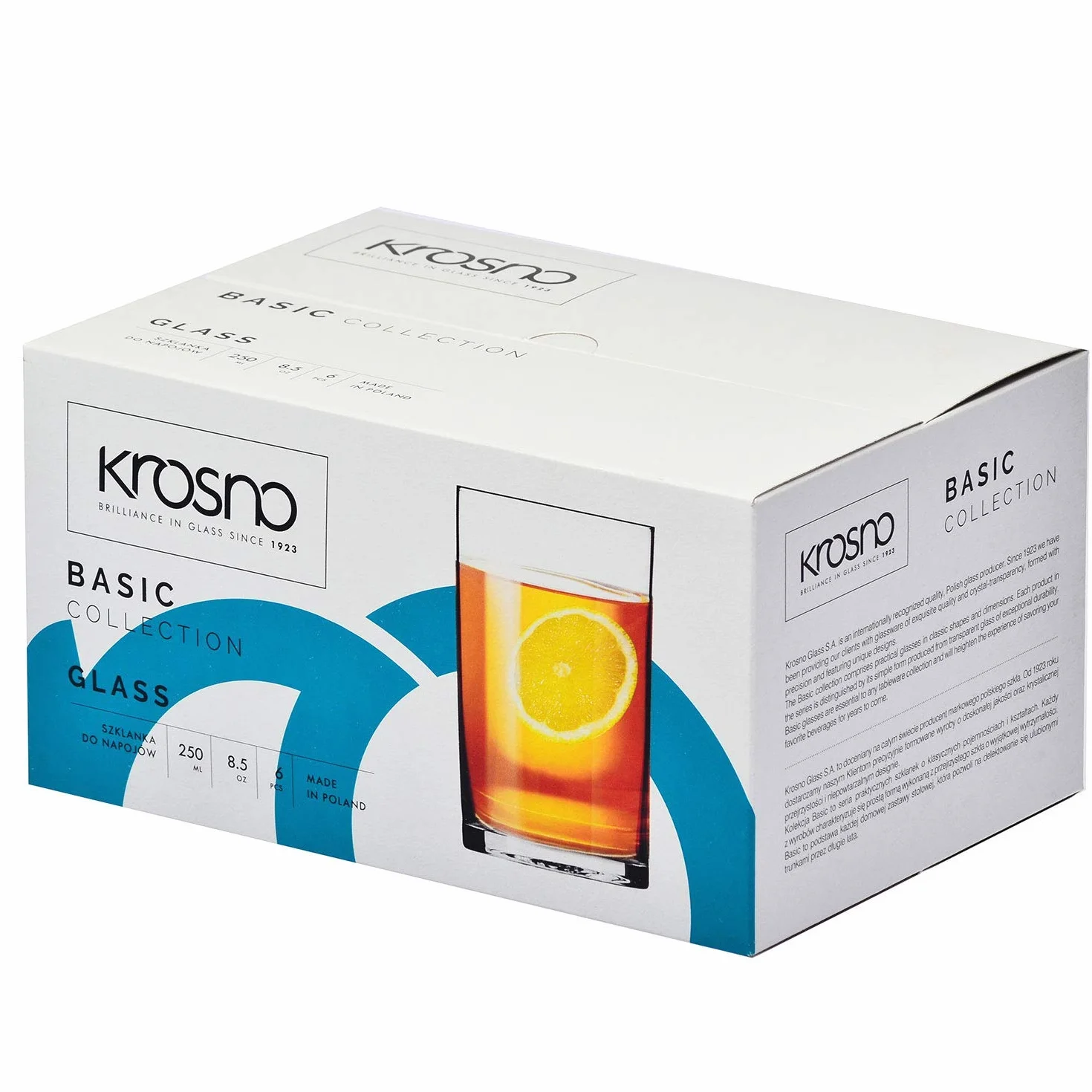 KROSNO Szklanki do Wody 250 Ml Zestaw 6 Sztuk Kolekcja Basic