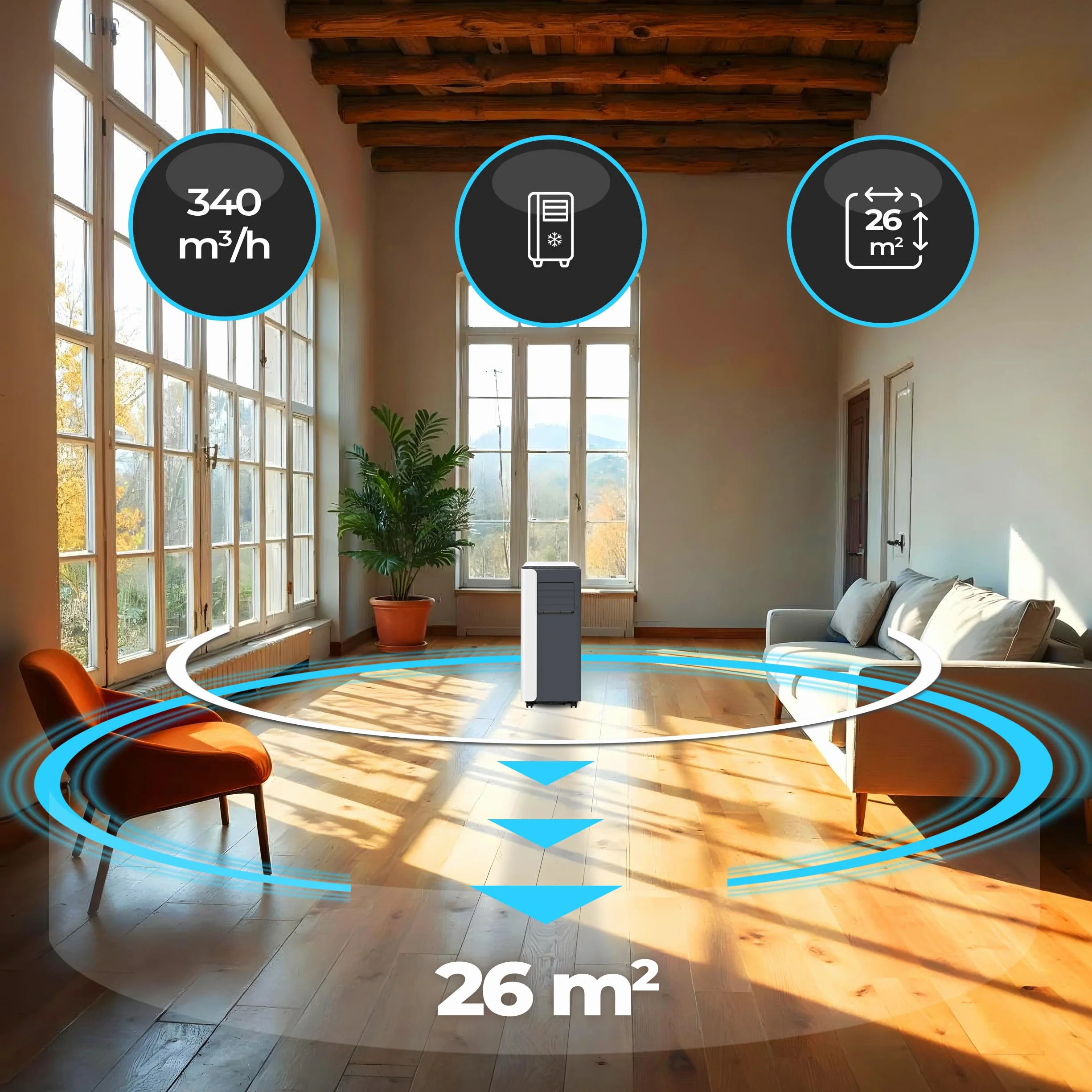 Klimatyzator Przenośny AC26-S MINI WiFi 2,6 kW BTU 9000 340 m³/h Tuya Smart 3w1