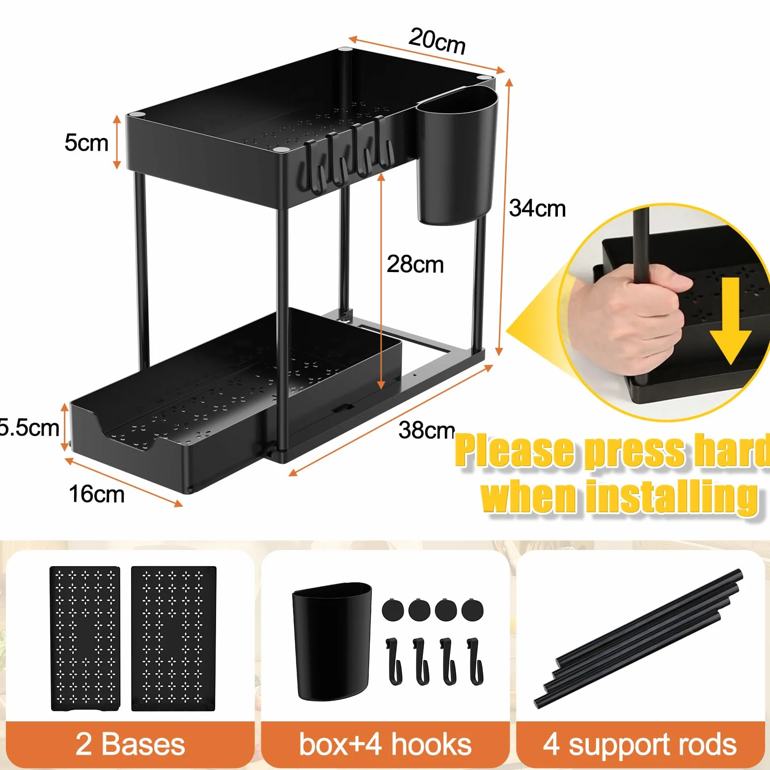 Organizer do zmywarki 2 poziomy 4 haczyki 1 kubek wiszący 30 kg