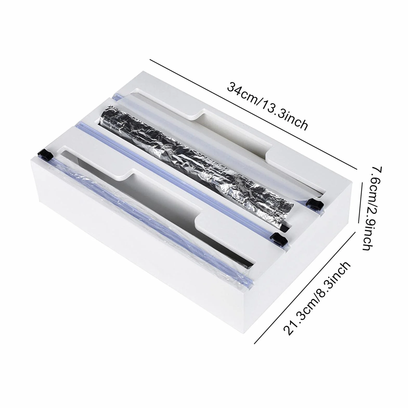 Bambusowy dozownik do owijania 3 w 1 z obcinaczem – na rolki 33 cm, papier pergaminowy i folia aluminiowa