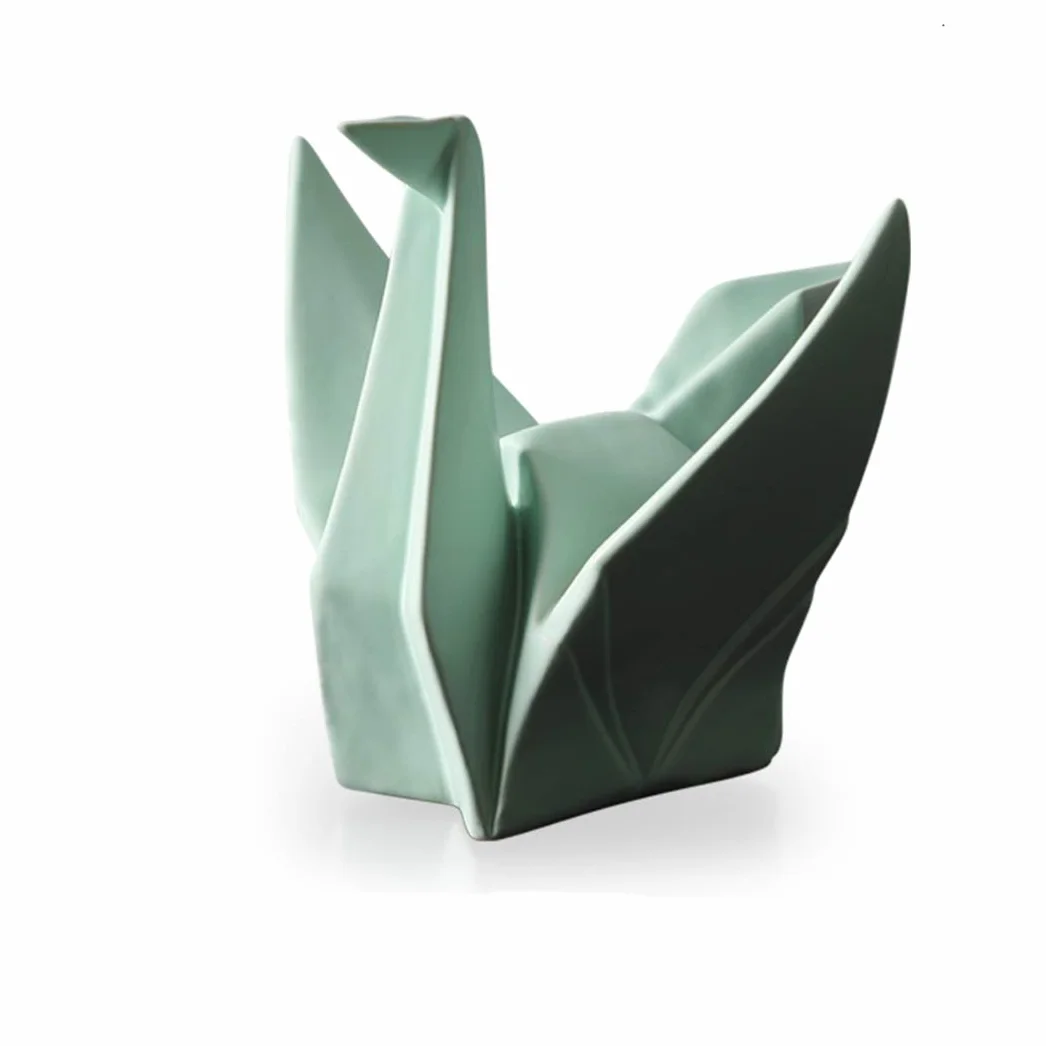 Nordycki kreatywny nowoczesny abstrakcyjny rzeźba ręcznie robione rzemiosło ceramiczne Origami żuraw statua figurka zwierzątko/131