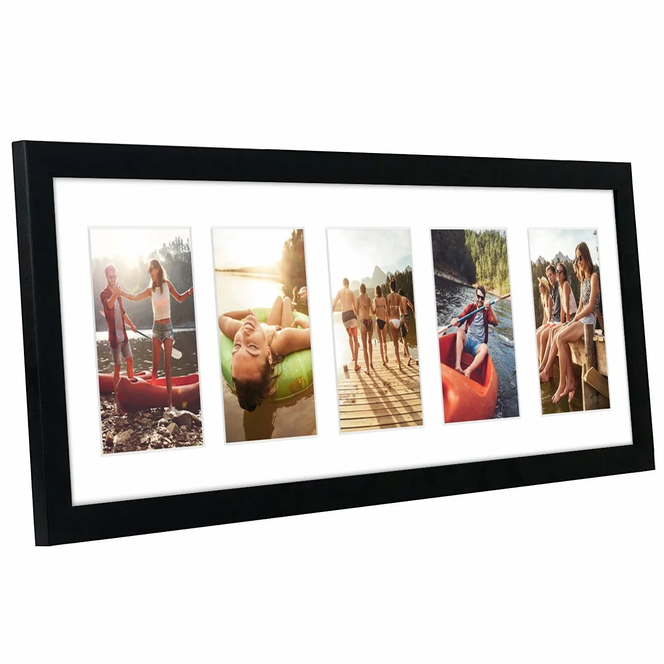 Americanflat ramka kolaż 20 x 61 cm panoramiczna multiramka na 5 zdjęć 10 x 15 cm ze szkłem odpornym na stłuczenie