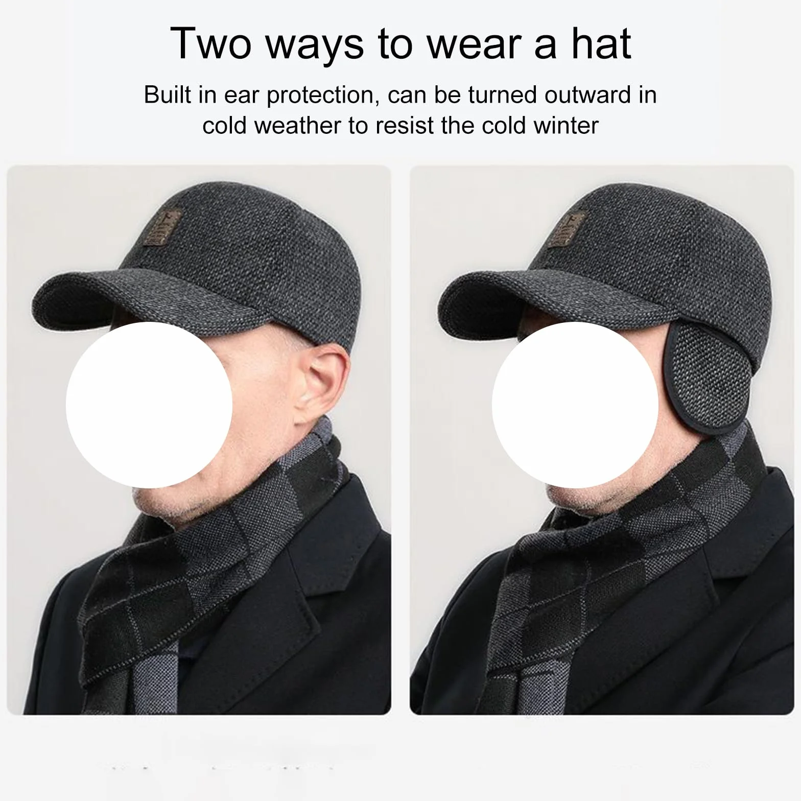 Składana Ochrona Uszu Pełna Czapka,Zimowa Czapka Baseballowa Z Nausznikami,Czapka Bejsbolowa Z Klapkami Na Uszy,Męska Czapka Outdoorowa Na Zimę,Sportowa Czapka Old School Style Dad Hat,Outdoor,Kiuiom