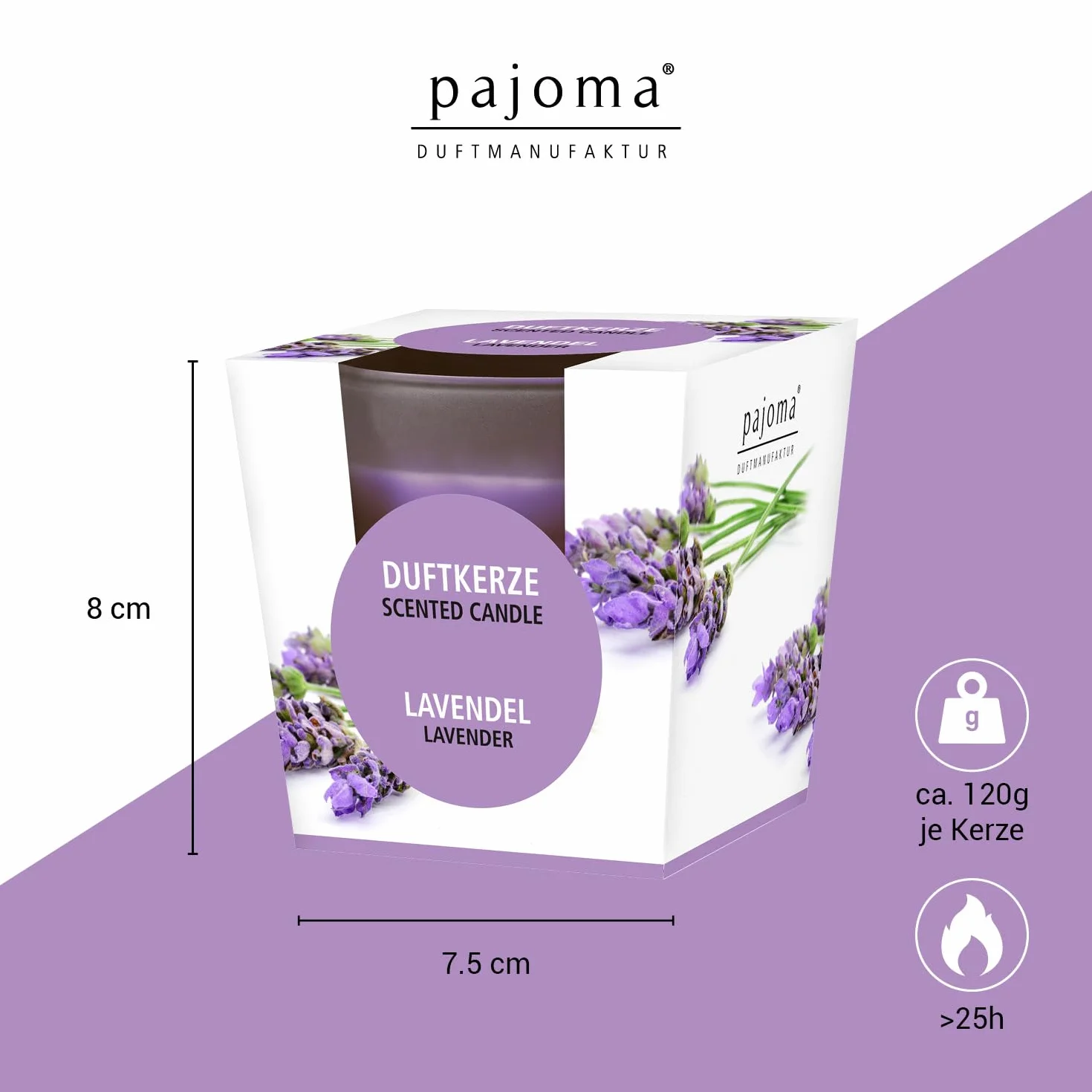 Pajoma Świeca Szklana Fioletowa 270g