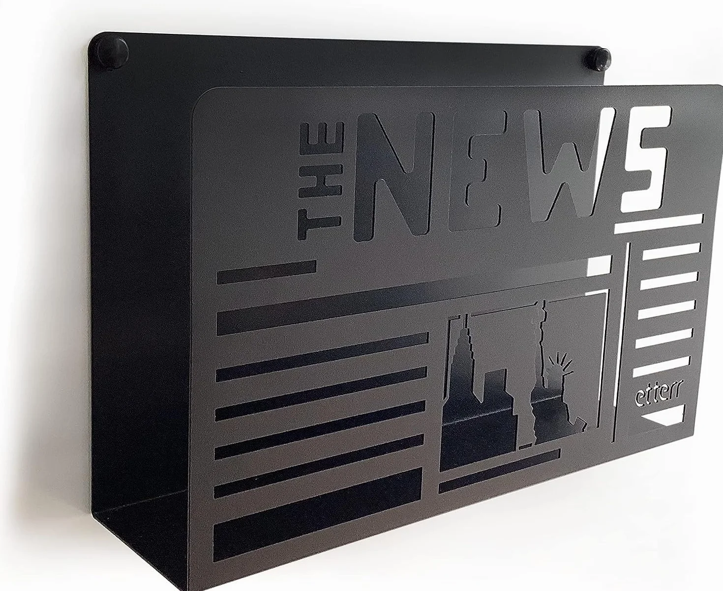 Design Metal Wall Magazine Archiwizator metalowy organizator. (News, Czarny)