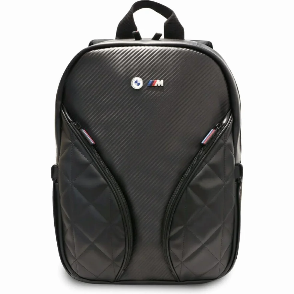CG Mobile BMW Carry on plecak, skóra PU Carbon M Collection 38.1 cm, metalowe logo, duży plecak podróżny, rozszerzalny, zatwierdzony samolotem, torba weekendowa, dla mężczyzn i kobiet, lekki plecak do