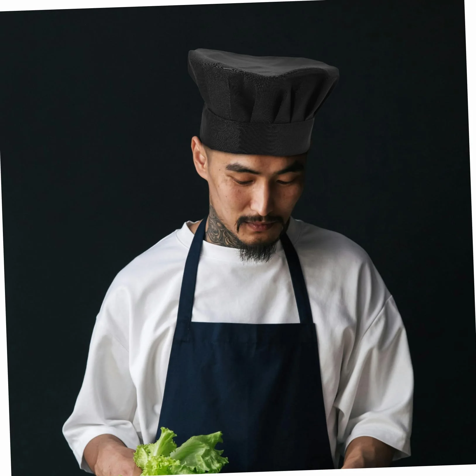 COLLBATH 2pcs Chef Hat Cook Cape Unisex Chef Hats Kitchen Kotelowa Czapka Oddychana Czaszki Czapki Czapki Kuchenne Czapki Cateringowe Dla Mężczyzn Kobiety Czarne
