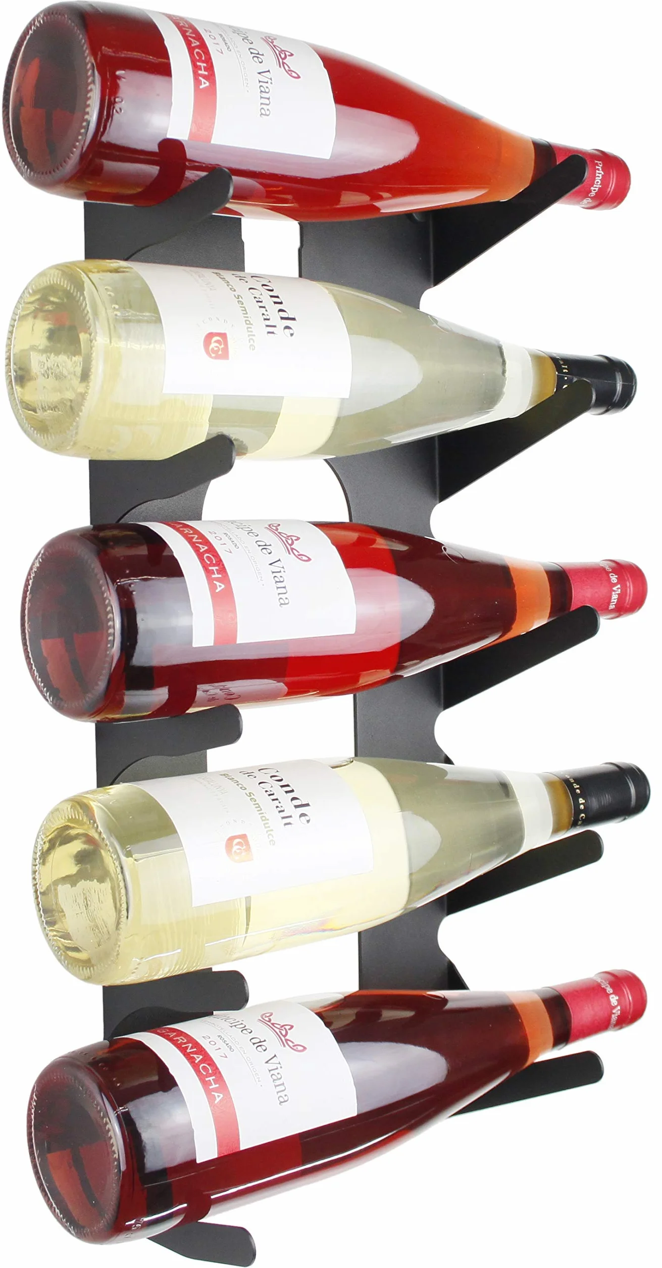 Regał na wino ze stali, mocowanie ścienne, 2 sztuki, czarny