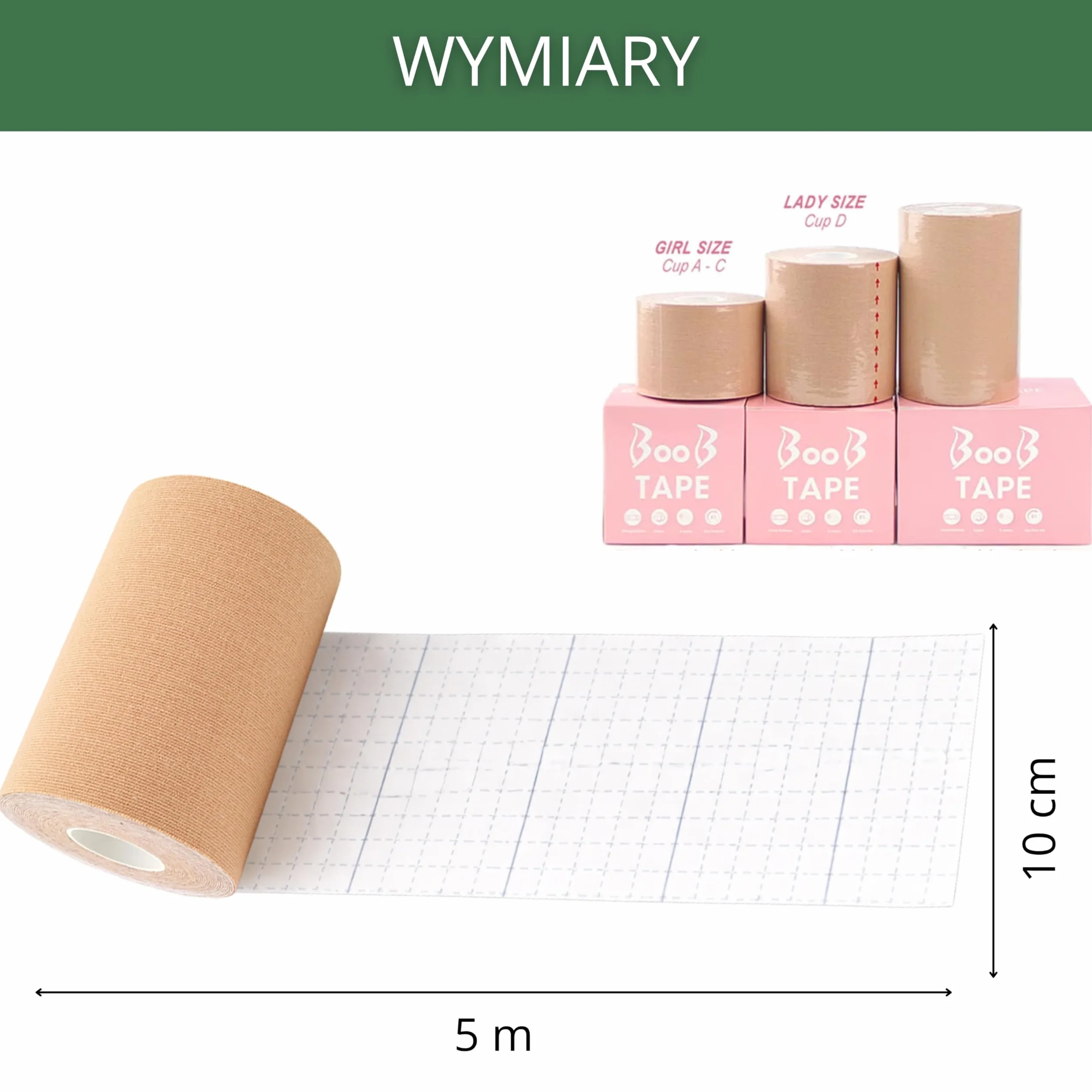 YEYE Made in Nature Taśma do Biustu Boob Tape 5m - Taśma liftingująca do biustu, samoprzylepna i oddychająca tape do piersi i dekoltu, podtrzymanie biustu bez stanika