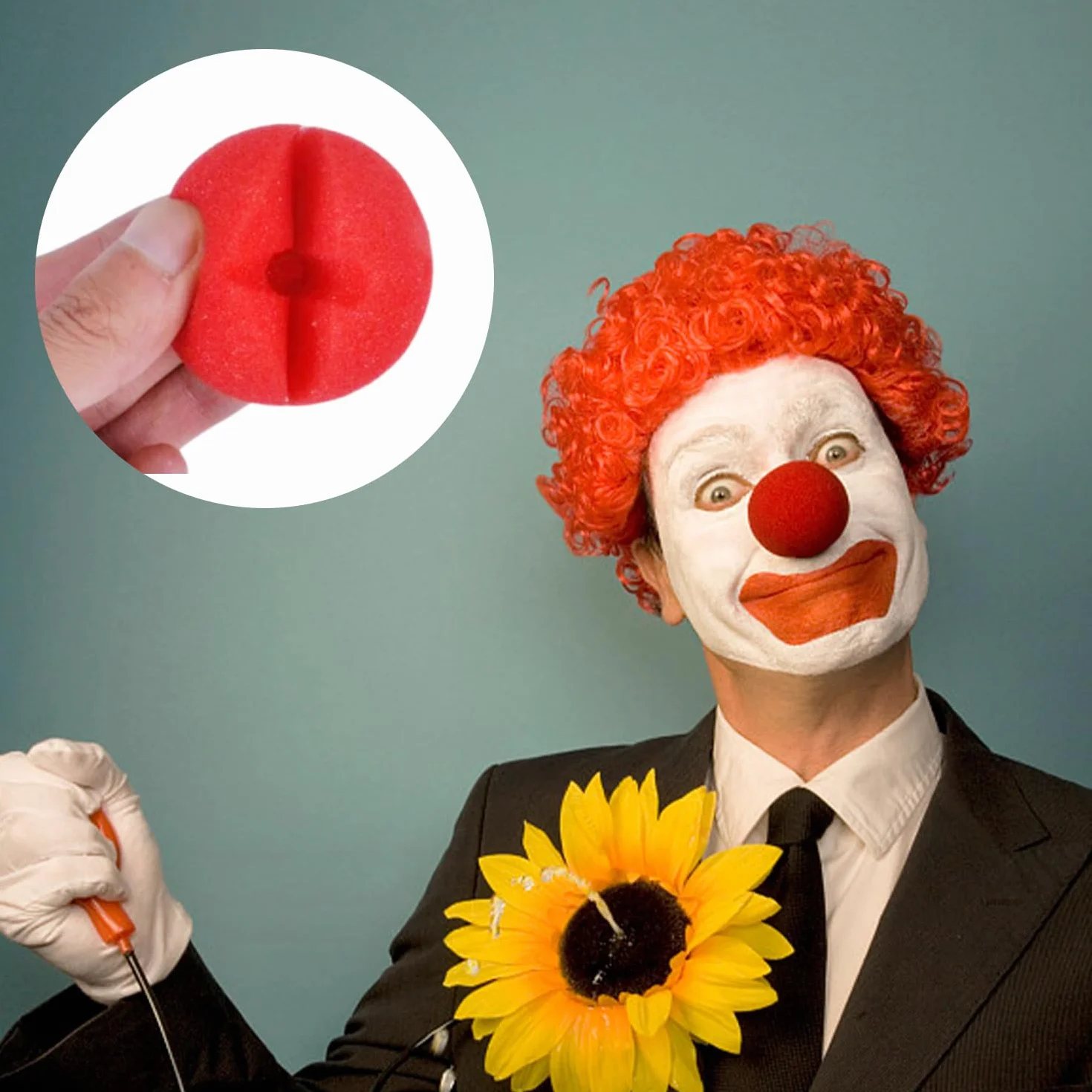 20 sztuk czerwonych nosów klauna i 2 sztuki naklejek do tatuażu klauna, gąbka, akcesoria cosplay, rekwizyty imprezowe