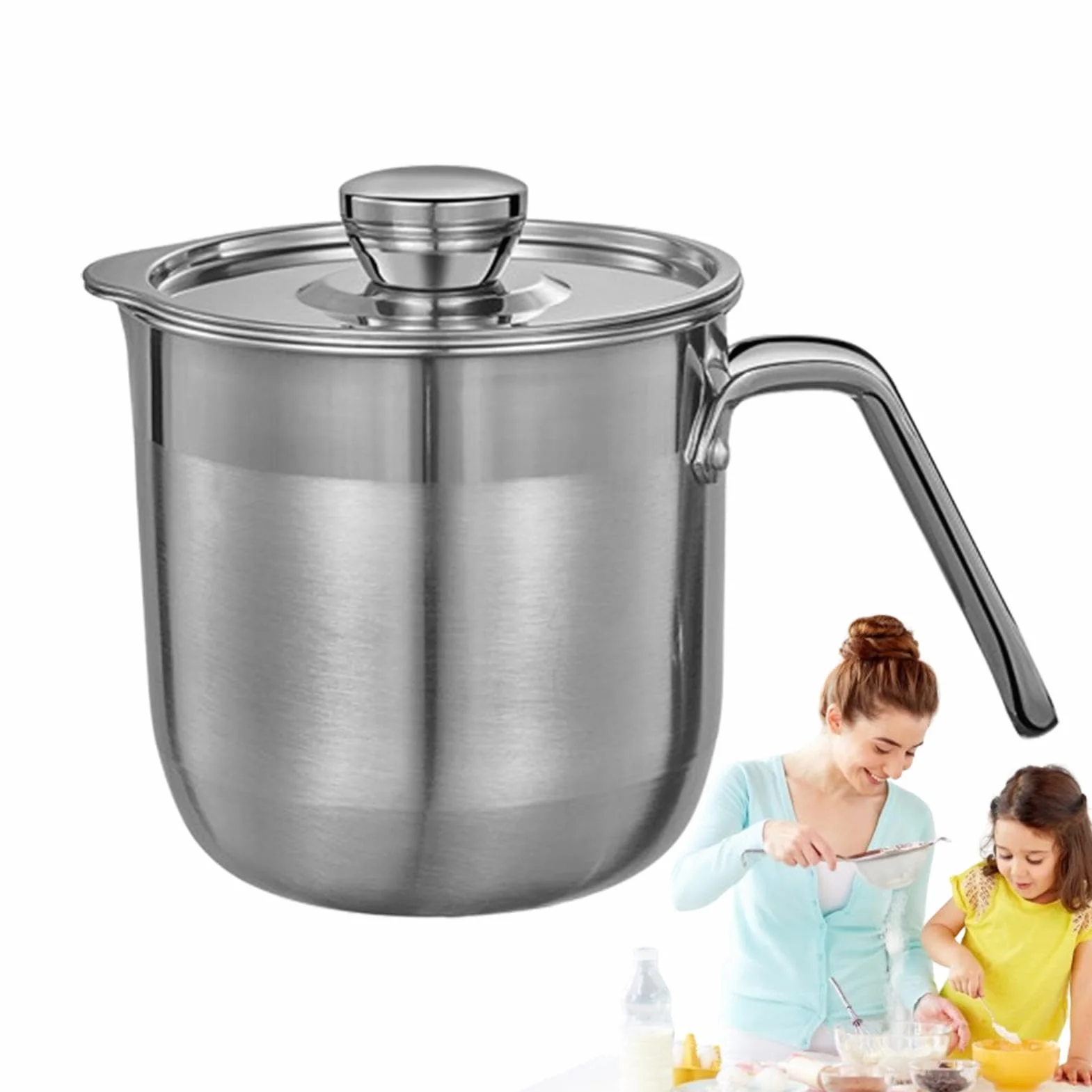 Separator jajek, kubek ze stali nierdzewnej, duża pojemność, trwały, z pokrywką i uchwytem, wiele przegródek na jajka do pieczenia, ciasta, robienia śmietany, 1 sztuka, łatwy do czyszczenia