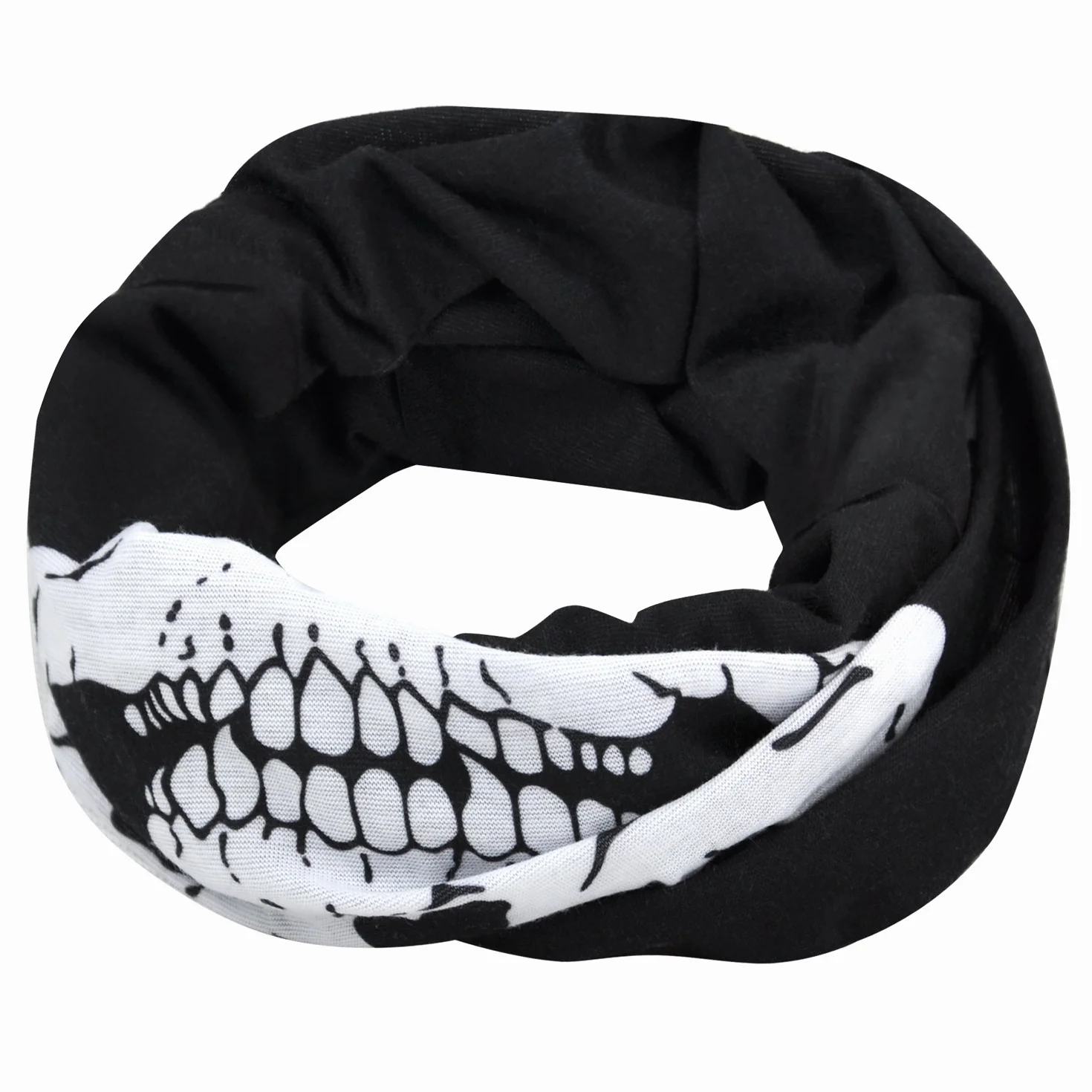 TRIXES Bandana z czaszką Multiway dla mężczyzn i kobiet - osłona ochronna na twarz - ocieplacz na szyję - motocykl deskorolka paintball sport - akcesoria na Halloween, Czarny, Rozmiar uniwersalny