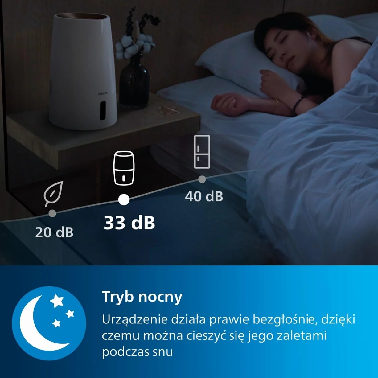 Philips Nawilżacz Ewaporacyjny Serii 3000 45 m² NanoCloud 300 ml/h 33 dB 3L biały HU3916/10