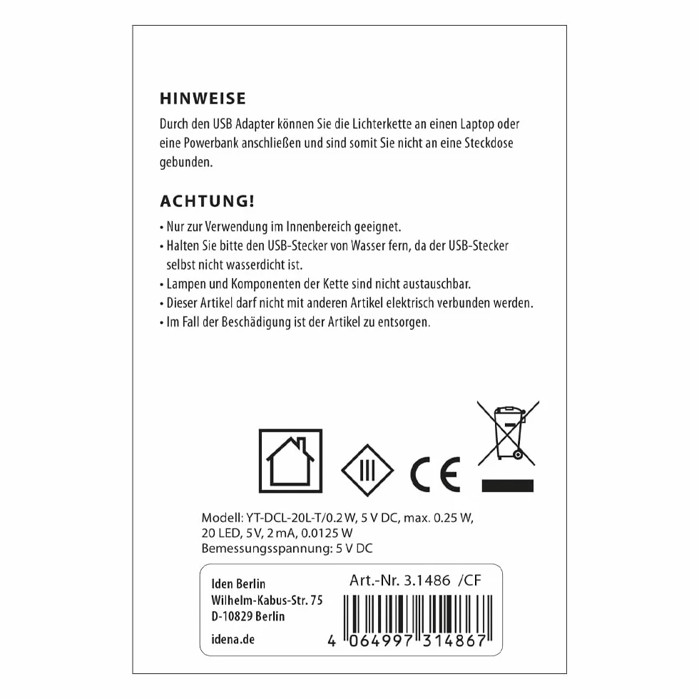 Idena 31486 Dekoracyjna choinka z 20 diodami LED ciepła biel ok. 25 cm wysokości z czerwonym drzewem w doniczce i połączeniem USB Dekoracja wnętrz jako dekoracja zimowa, adwentowa i świąteczna
