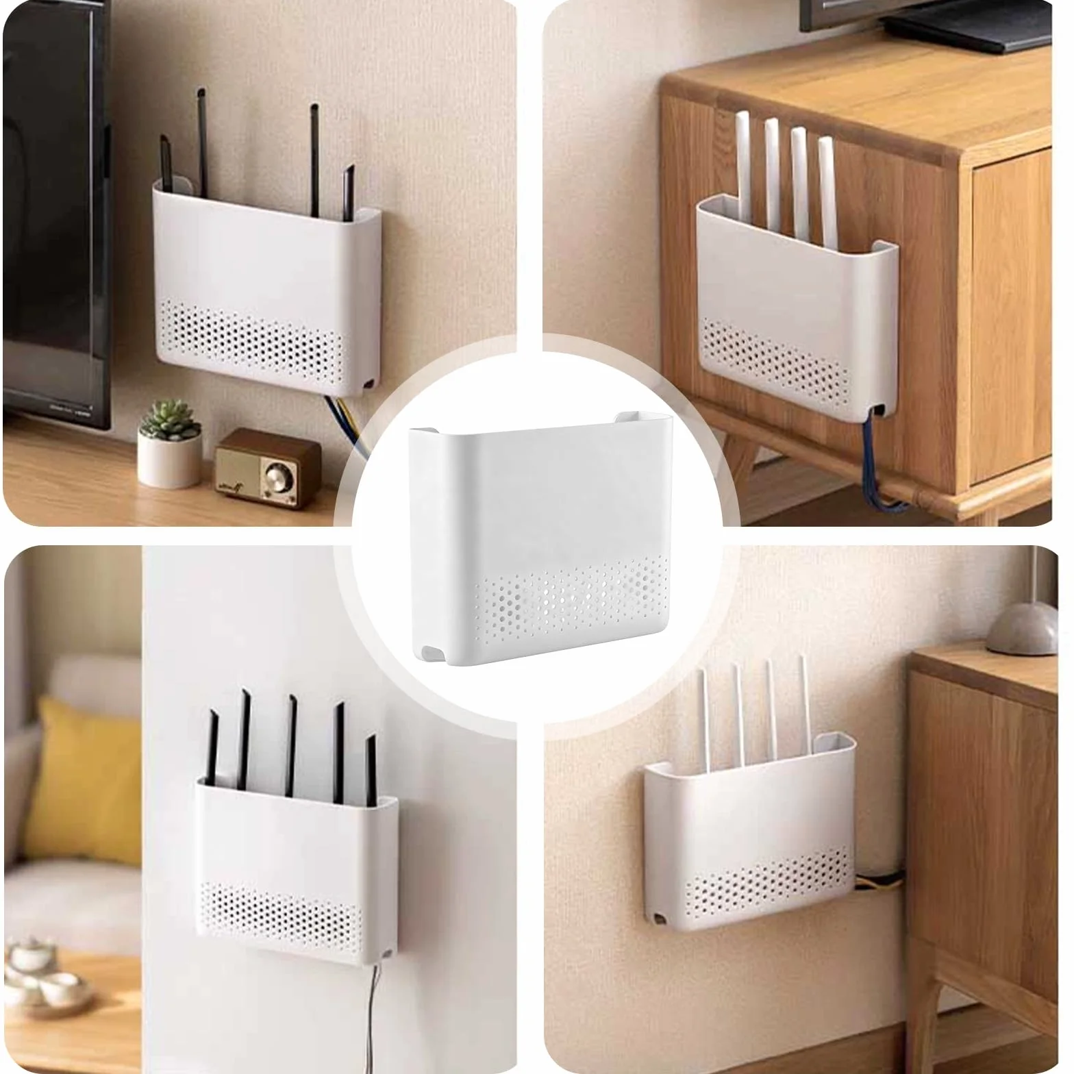 Router Box biały, 30 x 22 x 6,5 cm – pudełko do przechowywania routera WLAN, pudełko do przechowywania i odkładania na przykrywanie modemu i kabli, półka ścienna z zarządzaniem kablami jako stojak