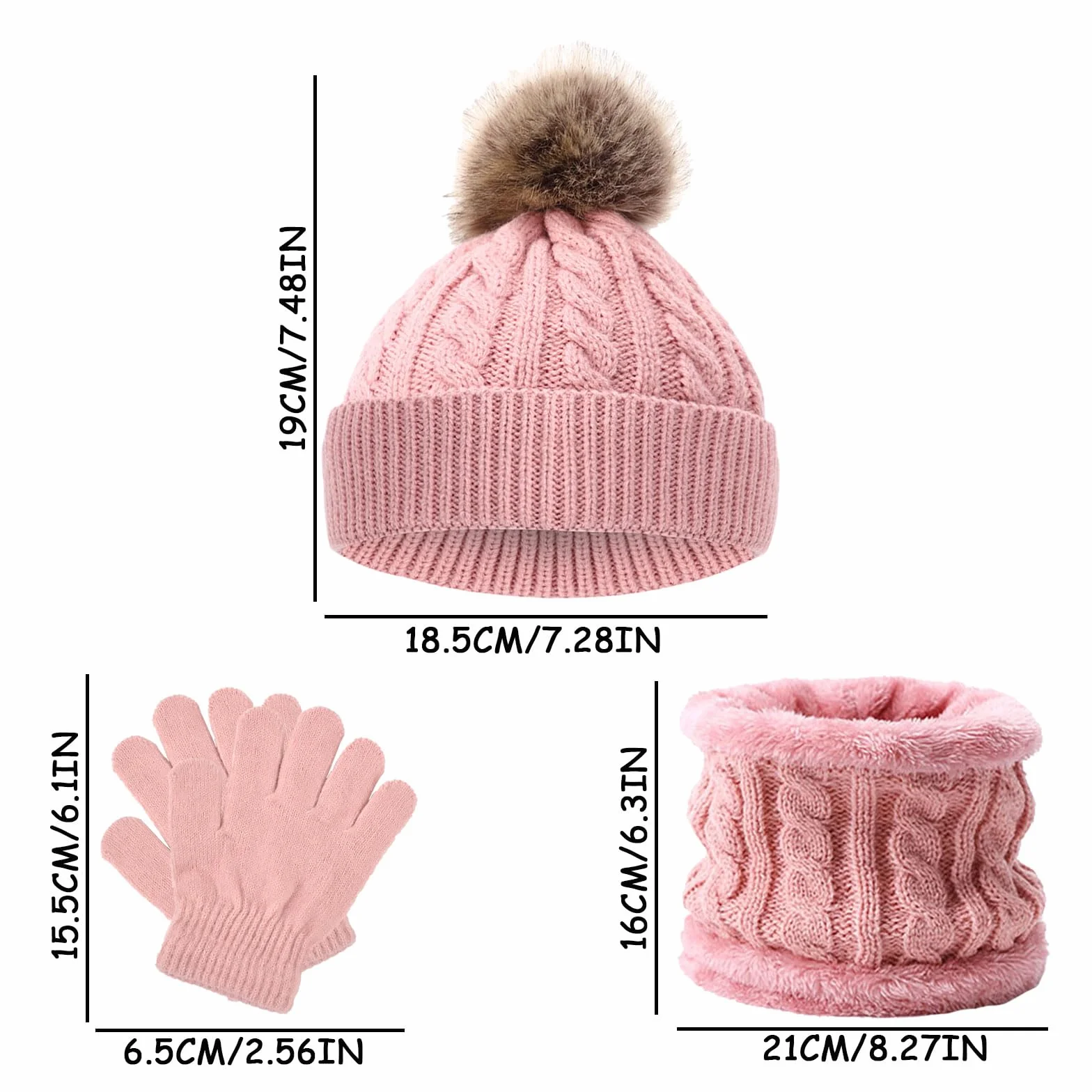 SSKHE 3-częściowy zestaw dla dzieci, zimowa, ciepła, czapka beanie, szalik, rękawiczki, zestaw dla chłopców i dziewczynek w wieku 1-5 lat, zestawy akcesoriów zimowych dla dzieci, do sportów na świeżym