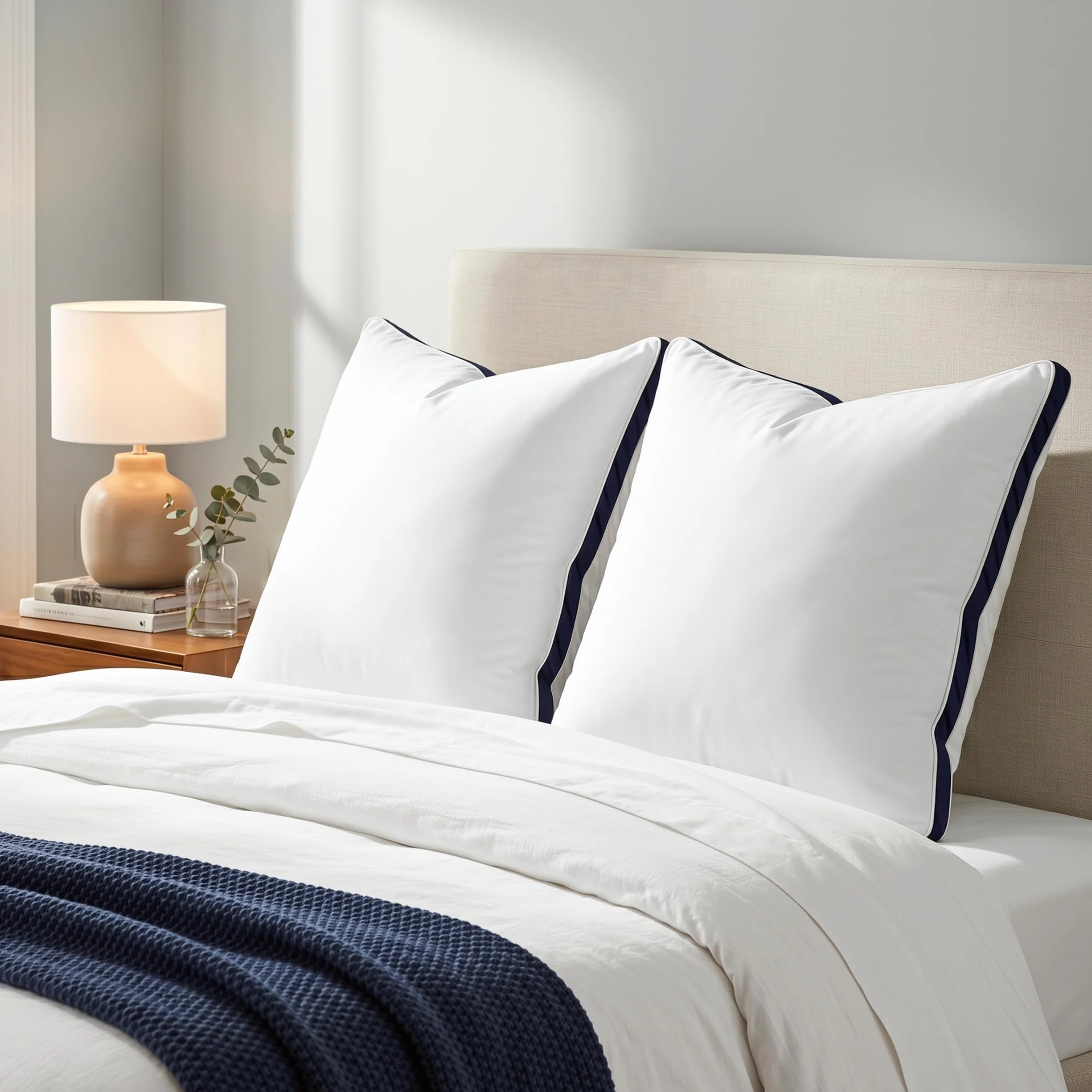 Utopia Bedding Poduszki Do Spania 2 Pack 80 x 80 cm Granatowa