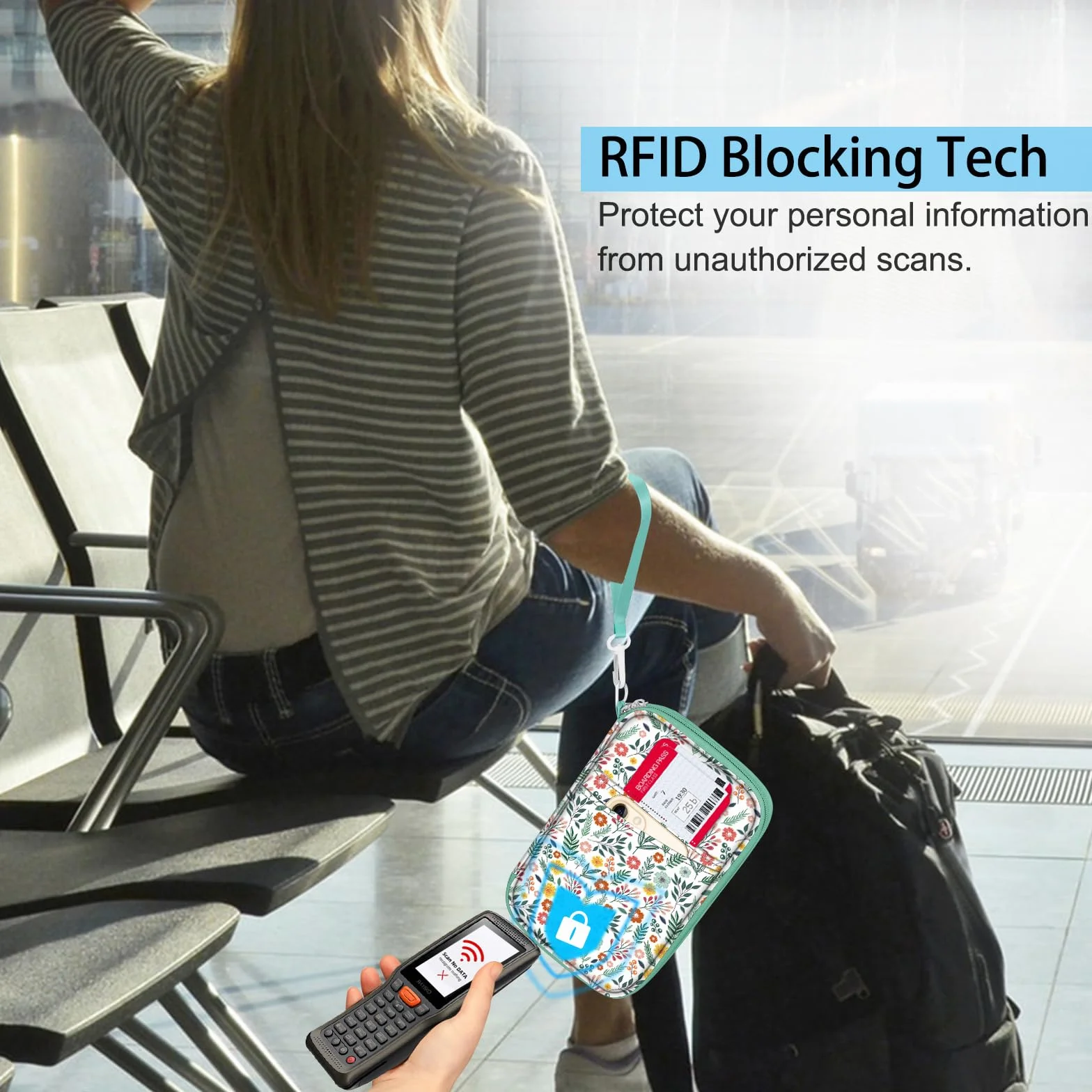 FINTIE Etui na paszport rodzinny na podróż, 6 osób, duża pojemność, blokowanie RFID, organizer na dokumenty, kopertówka z uchwytem na długopis, brelok, etui na karty kredytowe, etui dla kobiet i