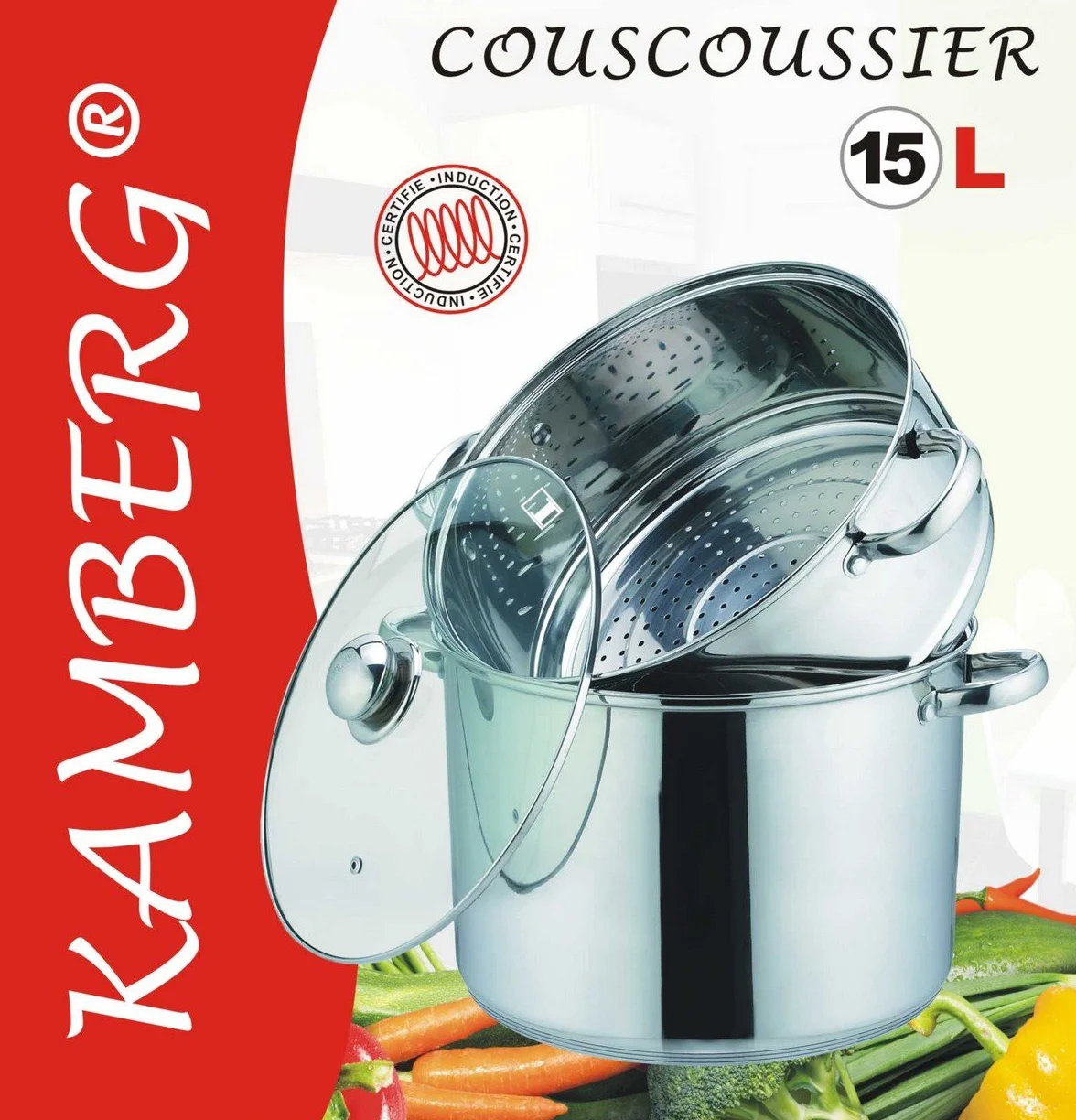 Kamberg Garnek na couscous stal nierdzewna 31,5 x 31,5 x 30 cm