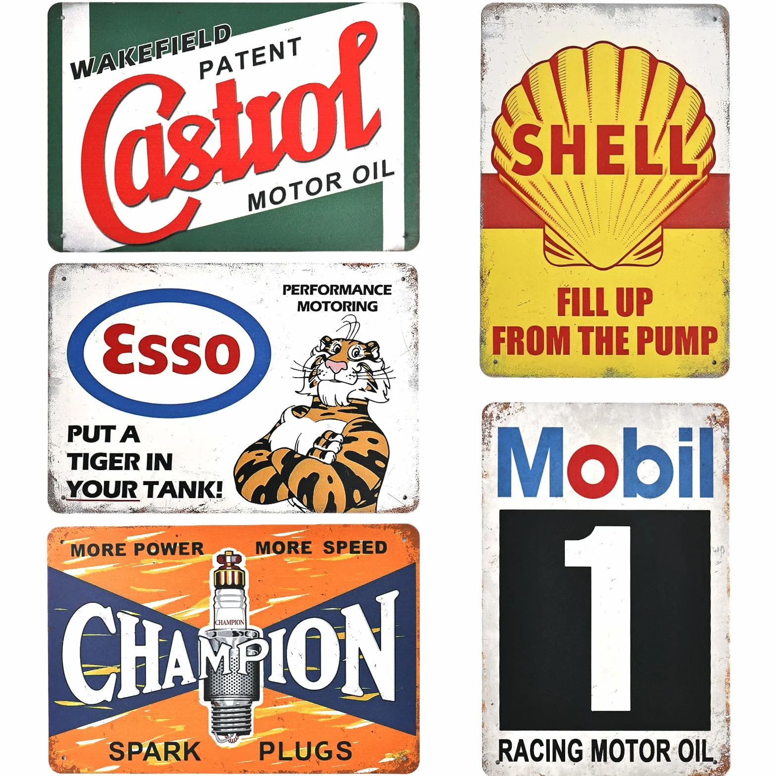 Metalowe tabliczki garażowe retro motocykl zestaw 5 sztuk vintage dekoracja warsztatu