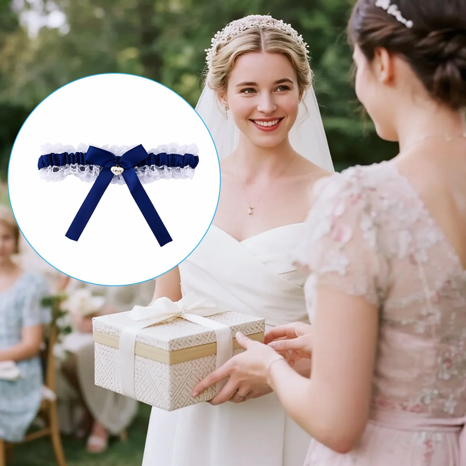 Mikovivi Podwiązka Love, Elegancka Koronkowa Podwiązka Ślubna Akcesoria dla Kobiet i Dziewcząt Wieczór Panieński Wieczór Panieński