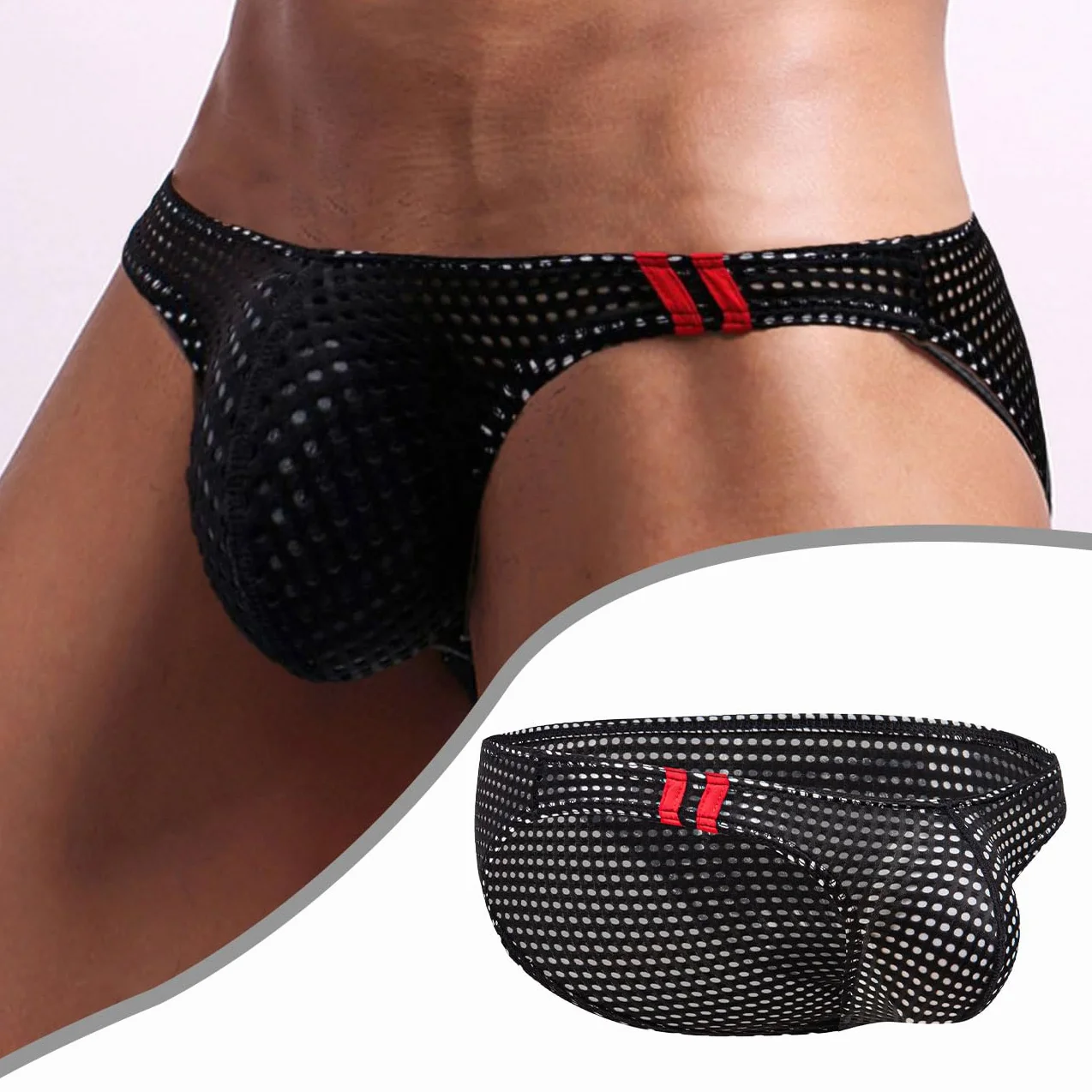 Męskie Stringi Siateczkowe Niski Stan Seksowne Majtki Mesh Nylon Elastan Wygodne U Przestrzeń Dla Mężczyzn Bielizna Przewiewne One Size