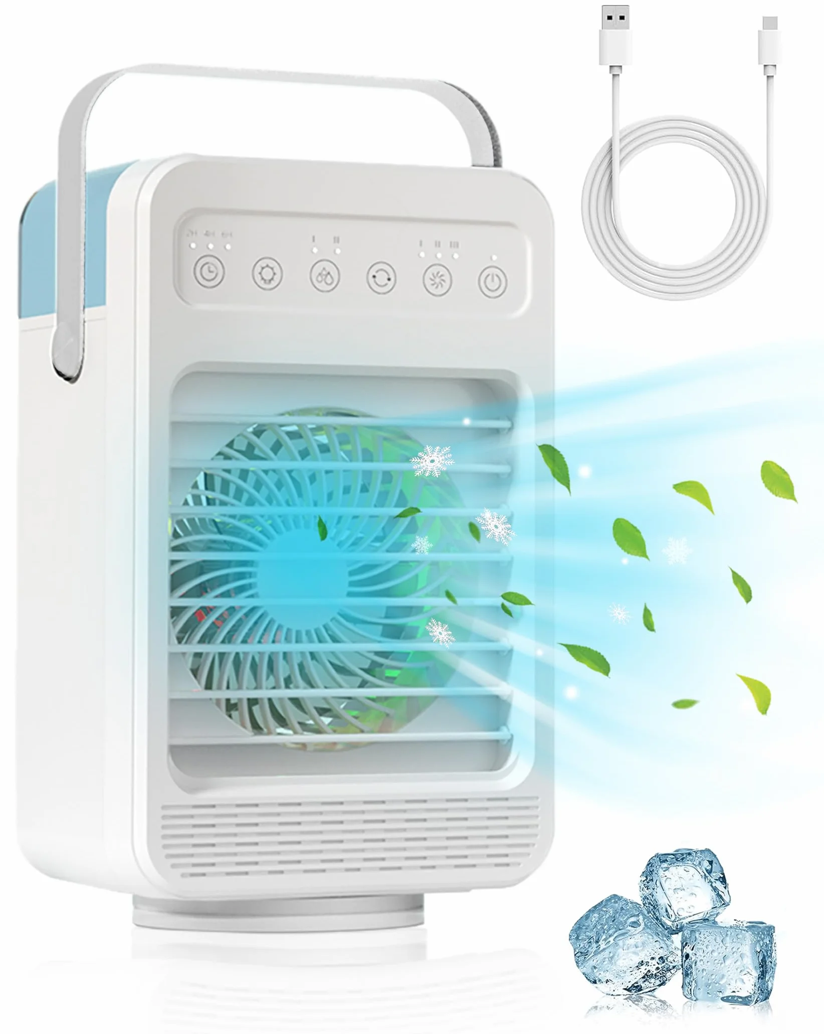 Osobisty klimatyzator 4 w 1 wentylator oscylacyjny nawilżacz 600 ml przenośny mini chłodzący