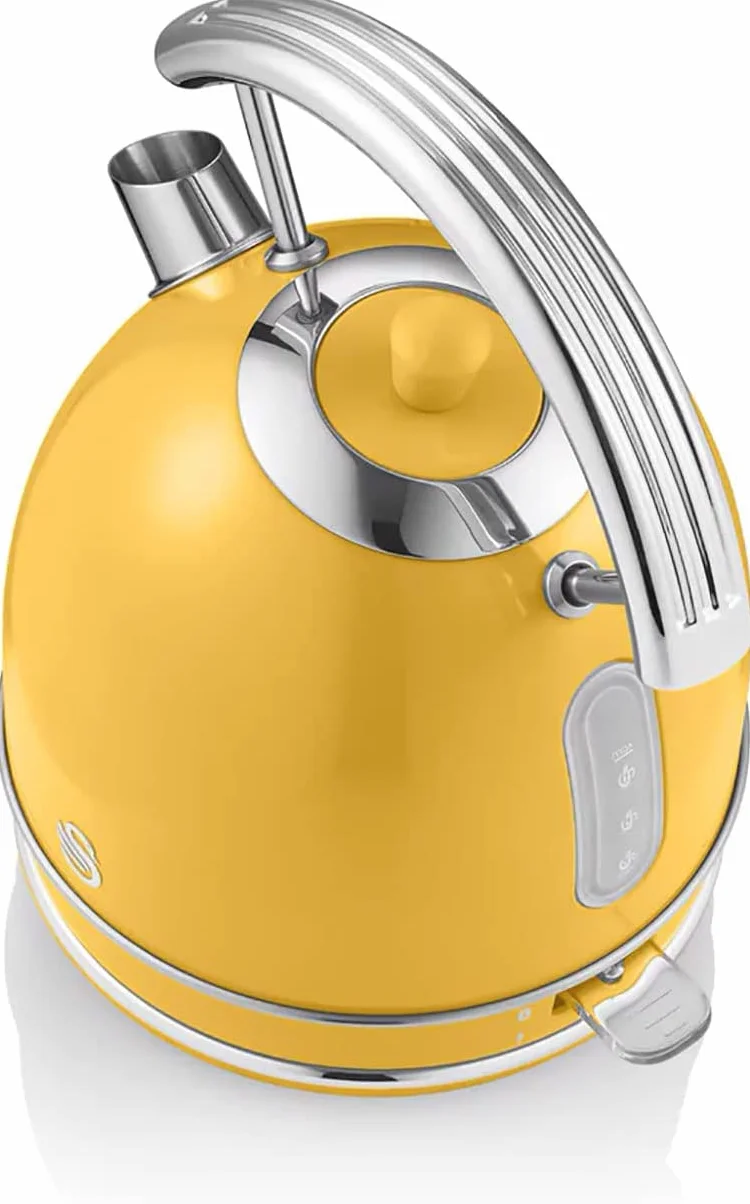 Swan Elektryczny czajnik retro 1,8L 3000W Strix bezprzewodowy żółty
