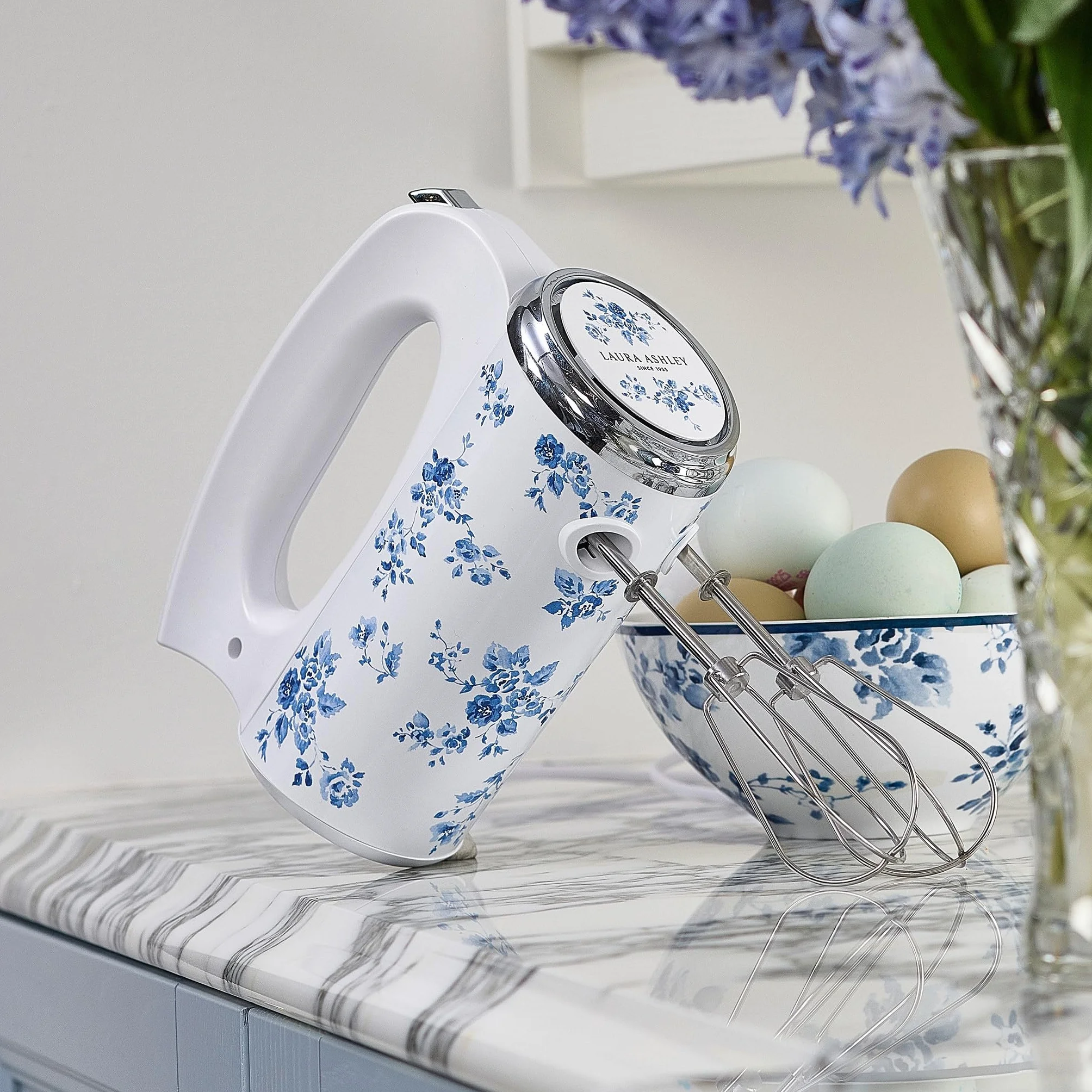Laura Ashley Elektryczny Mikser Kuchenny 300W z Nadrukiem China Rose, 5 Prędkości, Stal Nierdzewna