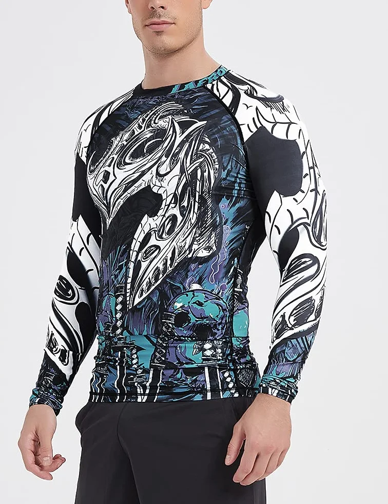 LAFROI Męska koszulka kompresyjna z długim rękawem UPF 50+ Baselayer Performance Rash Guard-CLY08