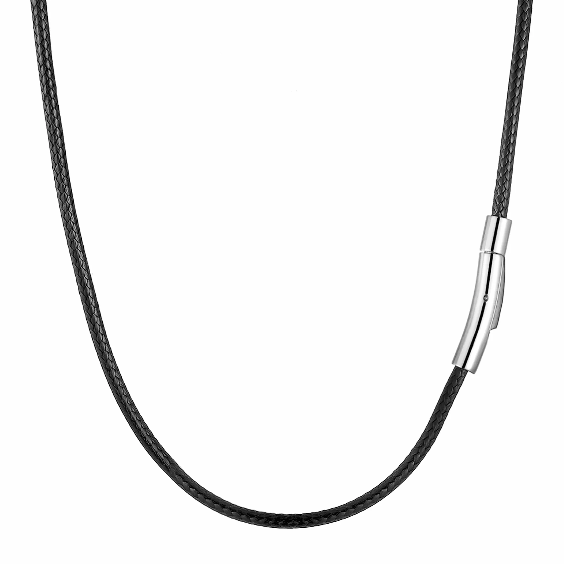 RWQIAN Skórzany łańcuszek męski, skórzany naszyjnik 2/3 mm z zamknięciem, skórzany rzemyk, łańcuszek dla kobiet, czarny/brązowy, kauczuk, biżuteria, 46-76 cm