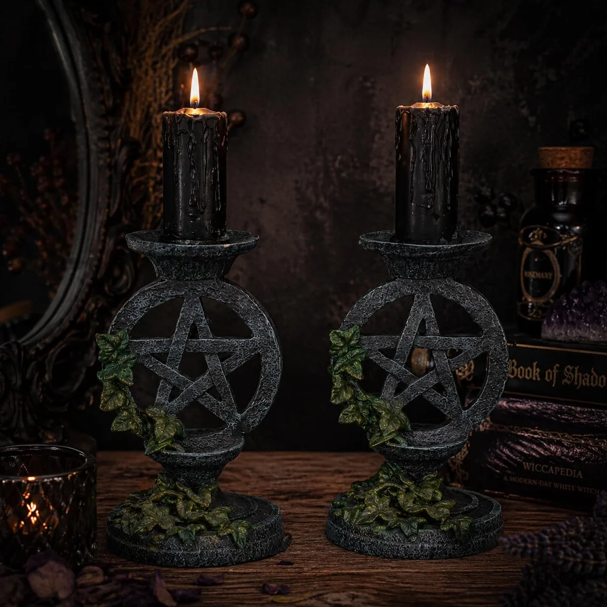 Nemesis Now świecznik Aged Pentagram 17 cm szary