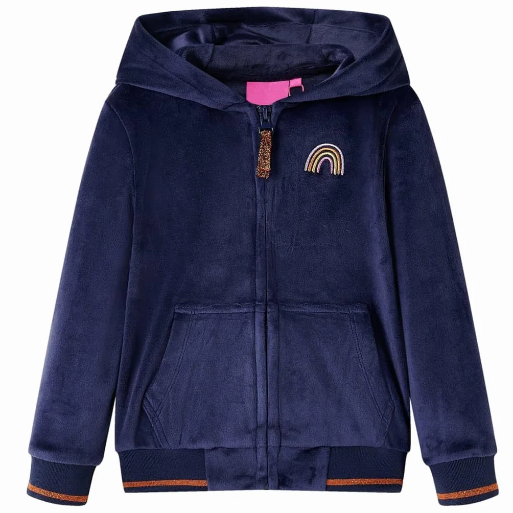 Bluza dziecięca z kapturem, granatowa, 104, dziecięca bluza rozpinana, bluza z kapturem dla dziecka, bluza dziewczęca, rozpinana bluza dla dziecka