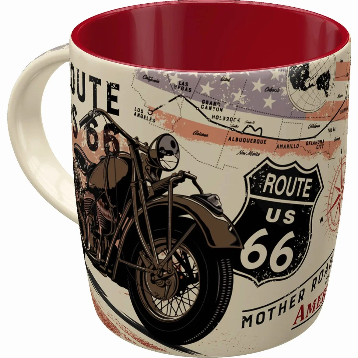 Nostalgic-Art Retro kubek ceramiczny 330 ml Route 66 Bike Map