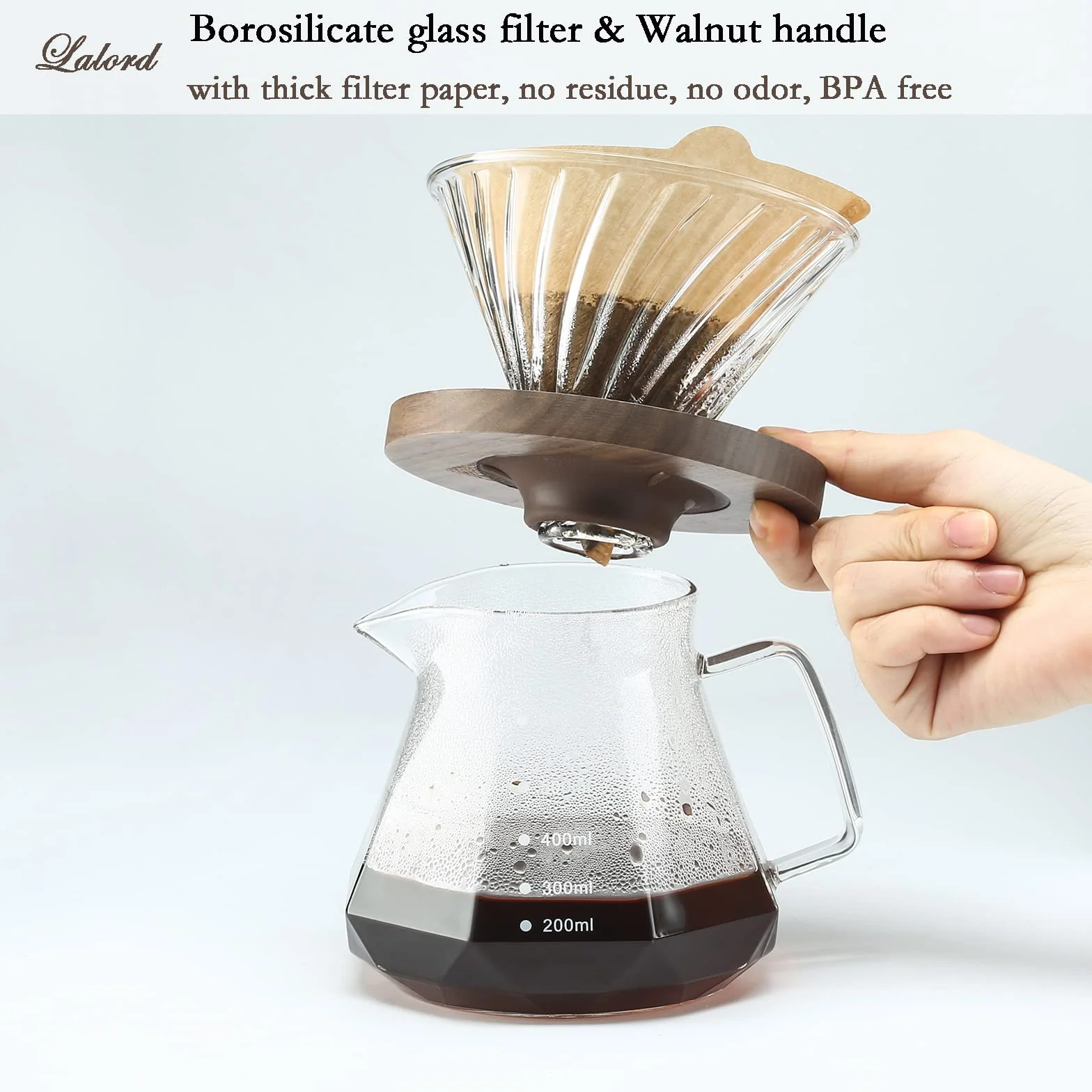 Lalord Ekspres do kawy 600 ml, karafka szklana, 3 filiżanki