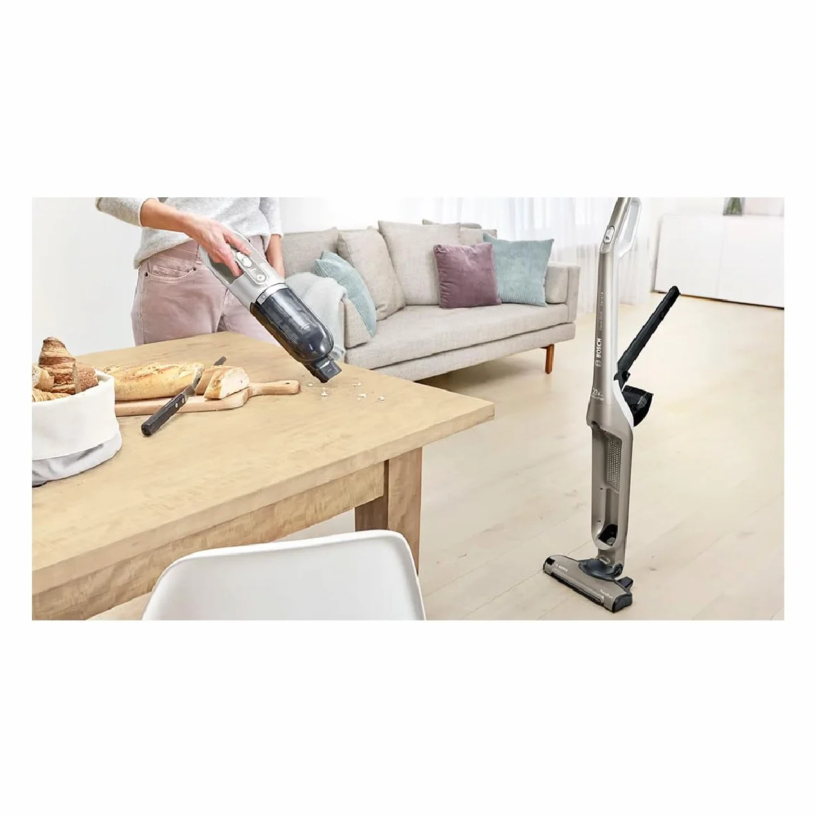Bosch - Seria 4, bezprzewodowy odkurzacz pionowy Flexxo Gen 2, 28 W, 0,4 litra, 82 dB, metaliczny brąz, BBH3ALL23