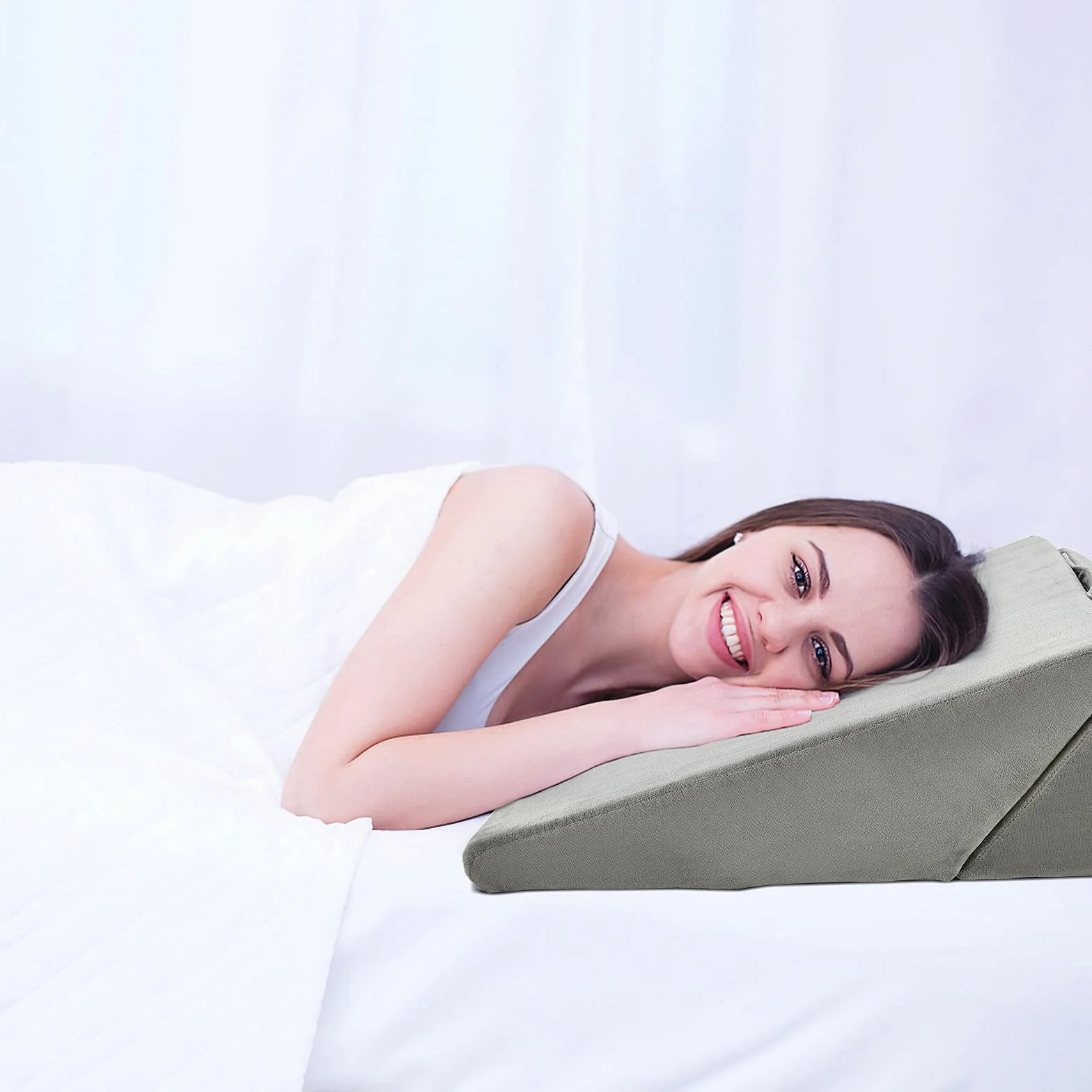 COSTWAY Poduszka klinowa z pianki memory, ergonomiczna, do czytania i pod plecy, pokrowiec zmywalny
