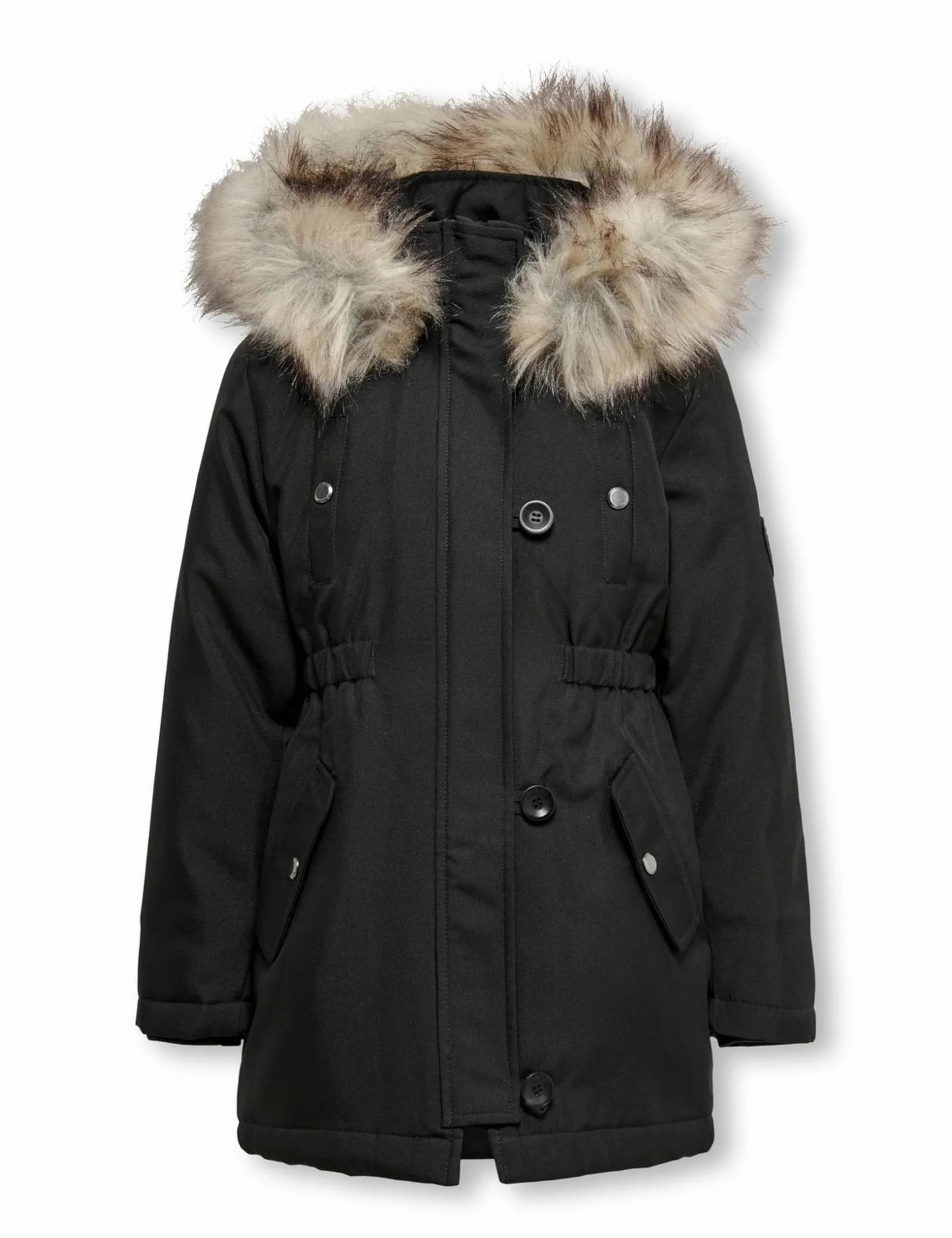 ONLY Długa parka dziewczęca, czarny, 134 cm