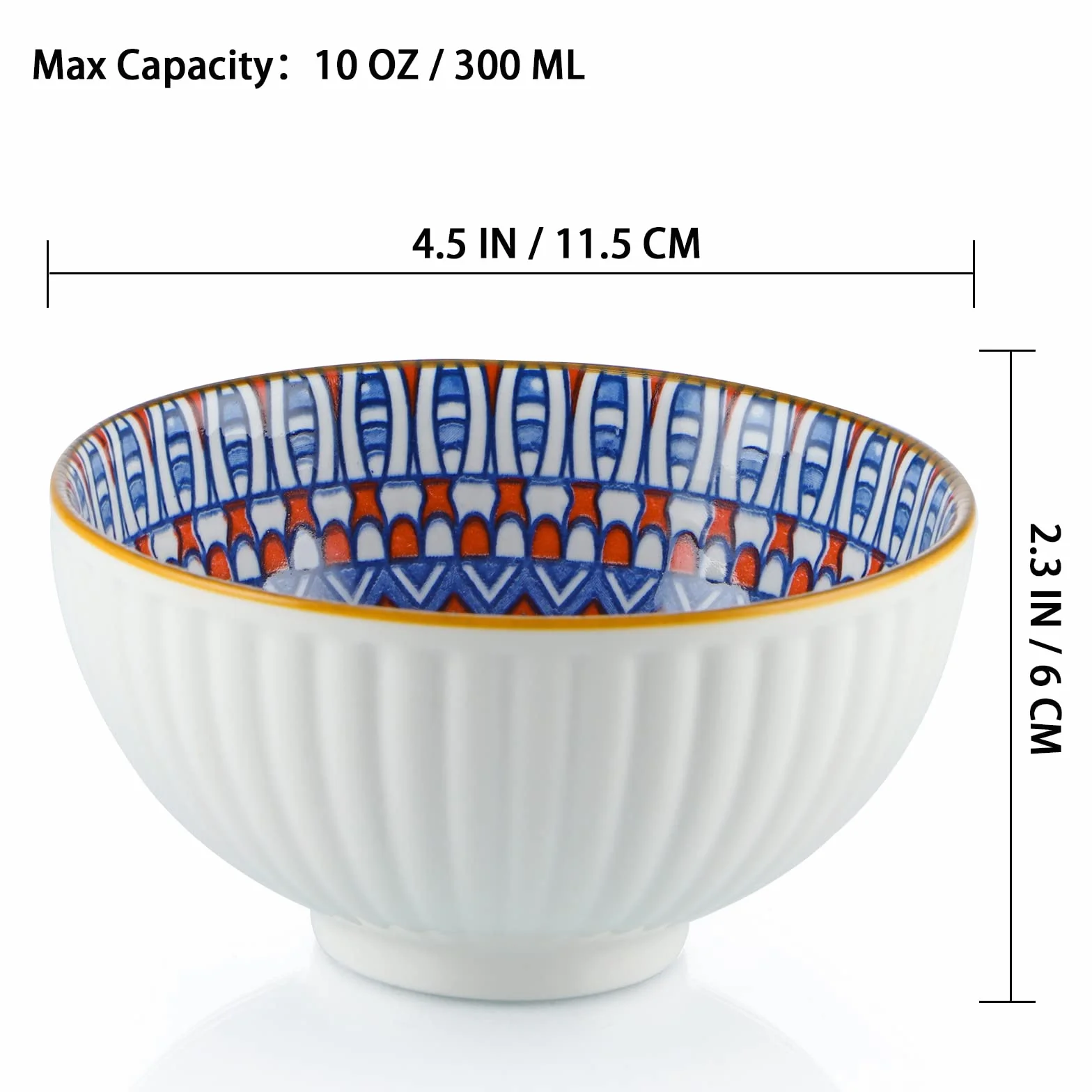 Skelang 6-częściowy zestaw porcelanowych misek 300 ml boho geometryczny wzór