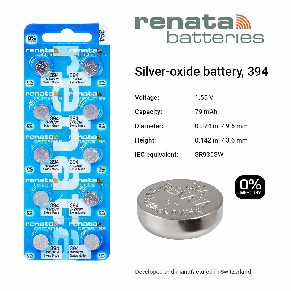 Renata Renata Fait-Swiss 394 lub SR936SW lub AG9 1,5 V szybki statek (5 x 394 lub SR 936 SW)