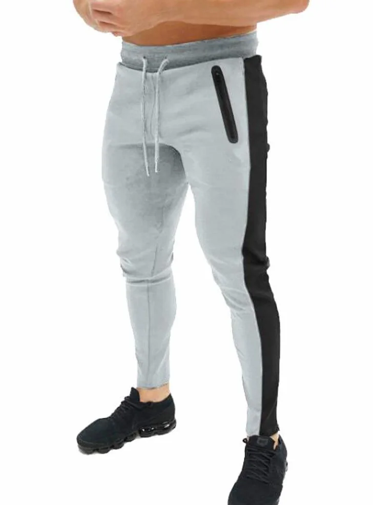 Huixin Męskie spodnie dresowe slim fit spodnie sportowe fitness spodnie rekreacyjne chłopięce spodnie dresowe w paski spodnie dresowe joggery, Jasnoszary, XXL