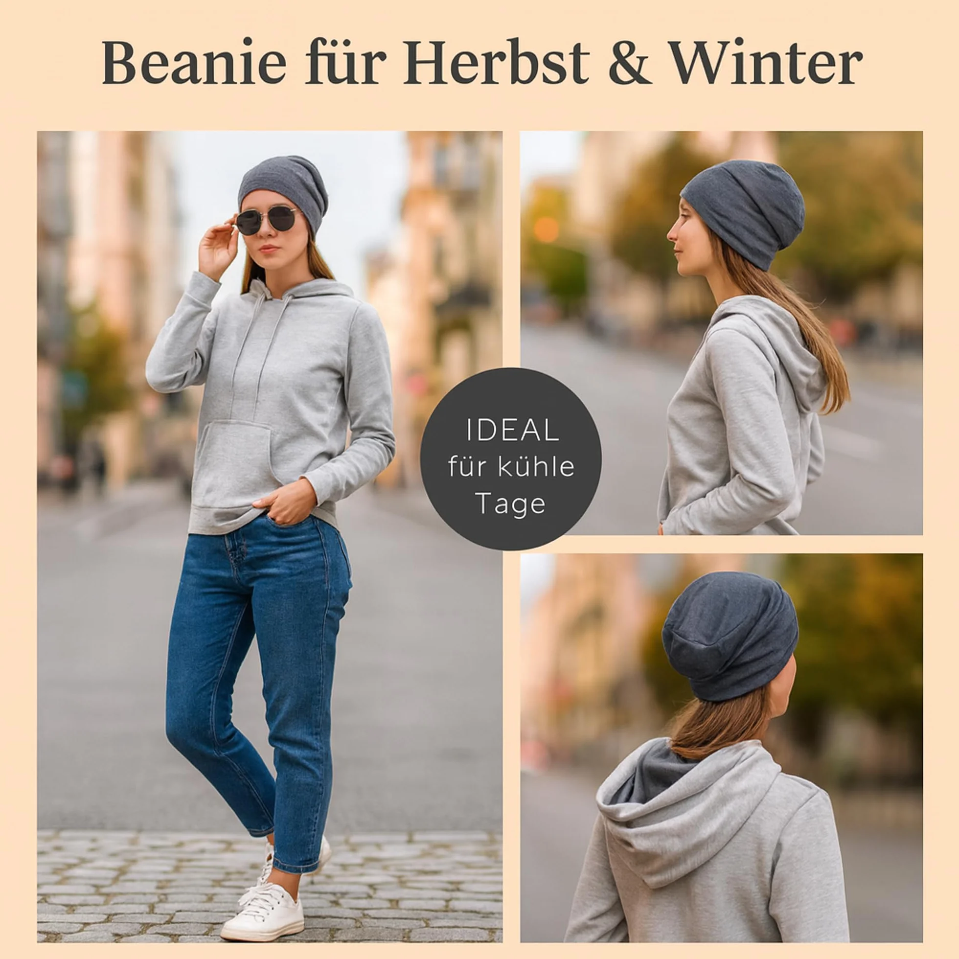 Slouch czapka beanie z długim rękawem, miękka, ciepła czapka zimowa z polaru, uniseks