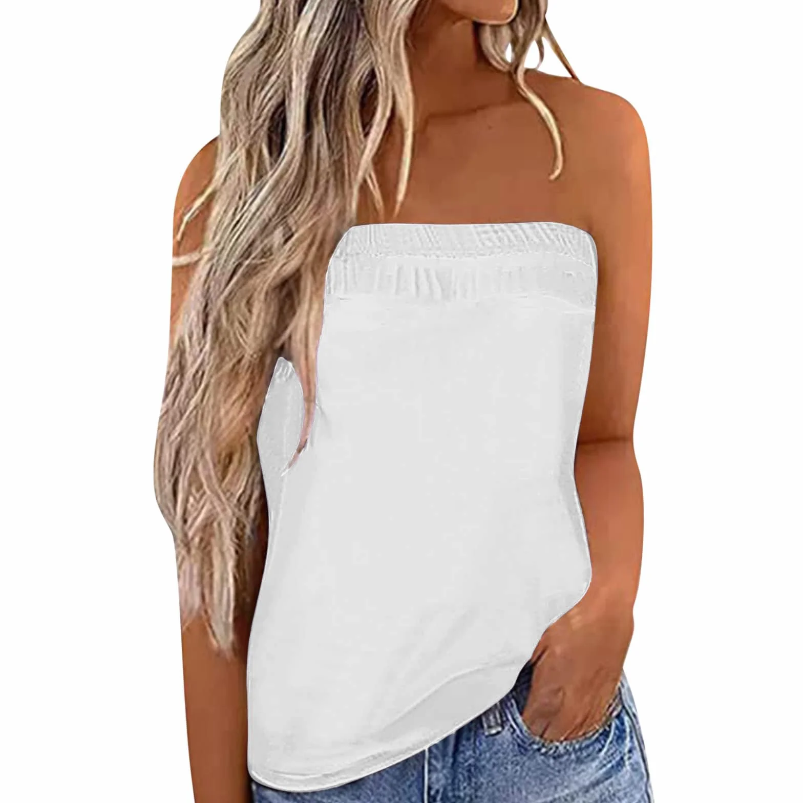 IWOLLENCE Damski top Bandeau, bez ramiączek, bez ramiączek. Górna część biustonosza ma elastyczną talię na górnej krawędzi, pływający dół, czas wolny i wakacje