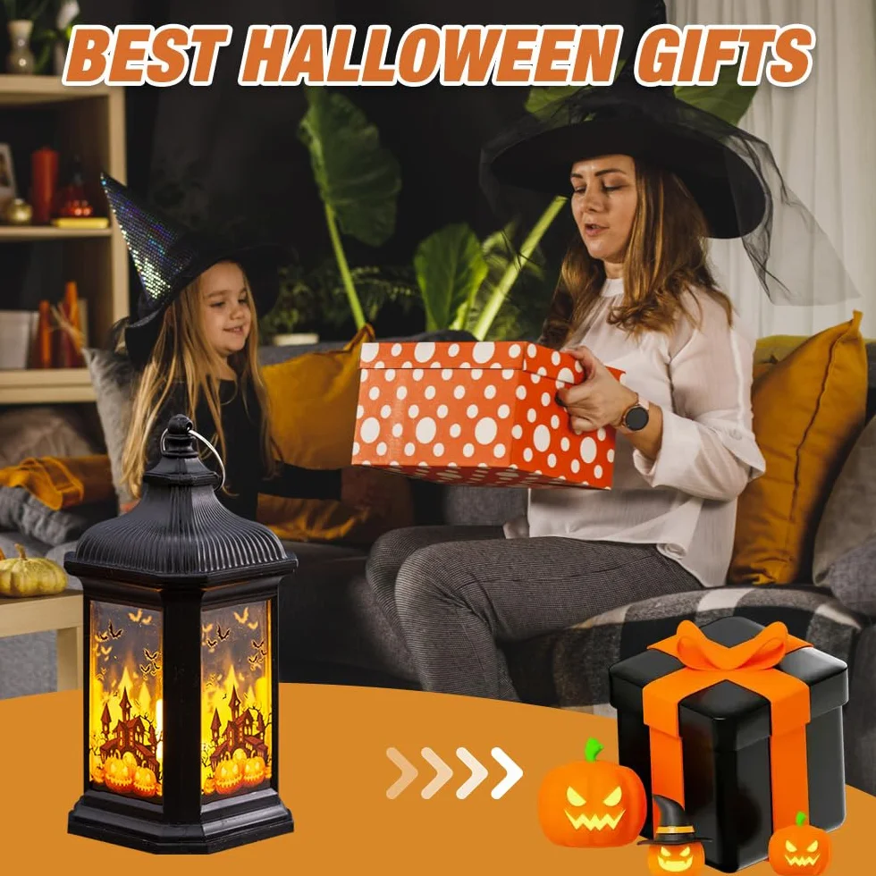 Latarnia LED Halloween 3 szt. czarna do użytku wewnątrz i na zewnątrz