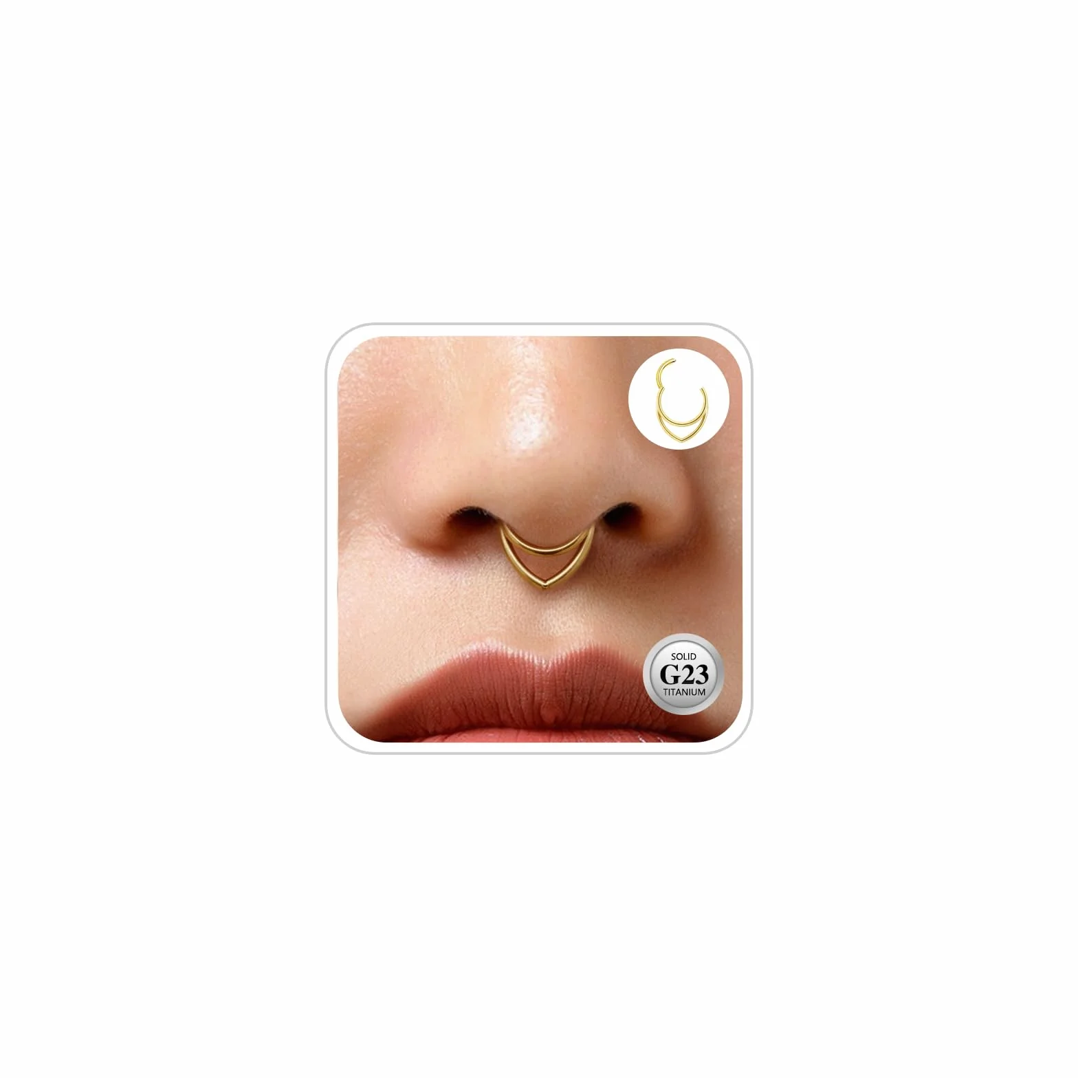 G23 Tytanowa Biżuteria do Piercingu Conch Helix Obręcz Septum Rook Tragus Piercing Kolczyk do Nosa Hipoalergiczny Zawiasowy Segmentowy Zatrzask 16G 8/10/12MM Srebrny Złoty Podwójna Obręcz