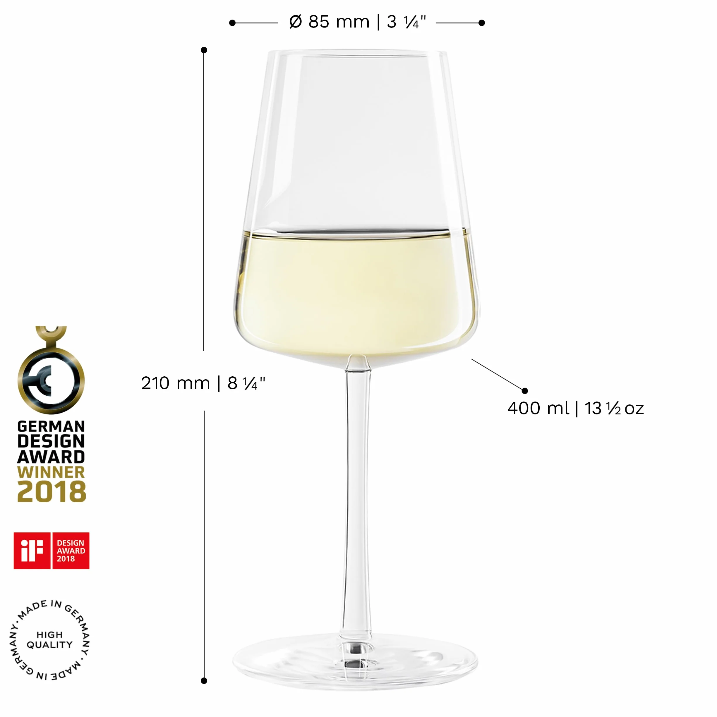 Stölzle Lausitz Kieliszki do Białego Wina Power Zestaw 6 Szt. 400 ml – Kryształowe, Wytrzymałe, Można Myć w Zmywarce