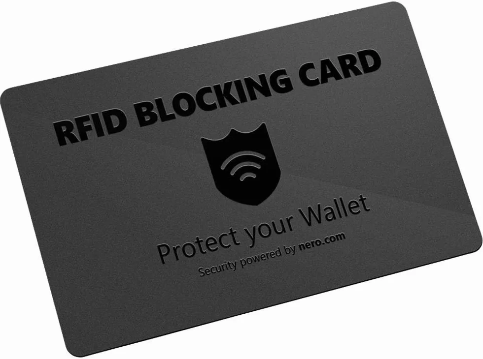 Nero Oryginalny produkt: karta blokująca RFID NFC | ochrona przed kradzieżą danych | ochrona kart kredytowych | karty blokujące do portfela, kart bankowych, dowodów, paszportów | brak etui ochronnego,